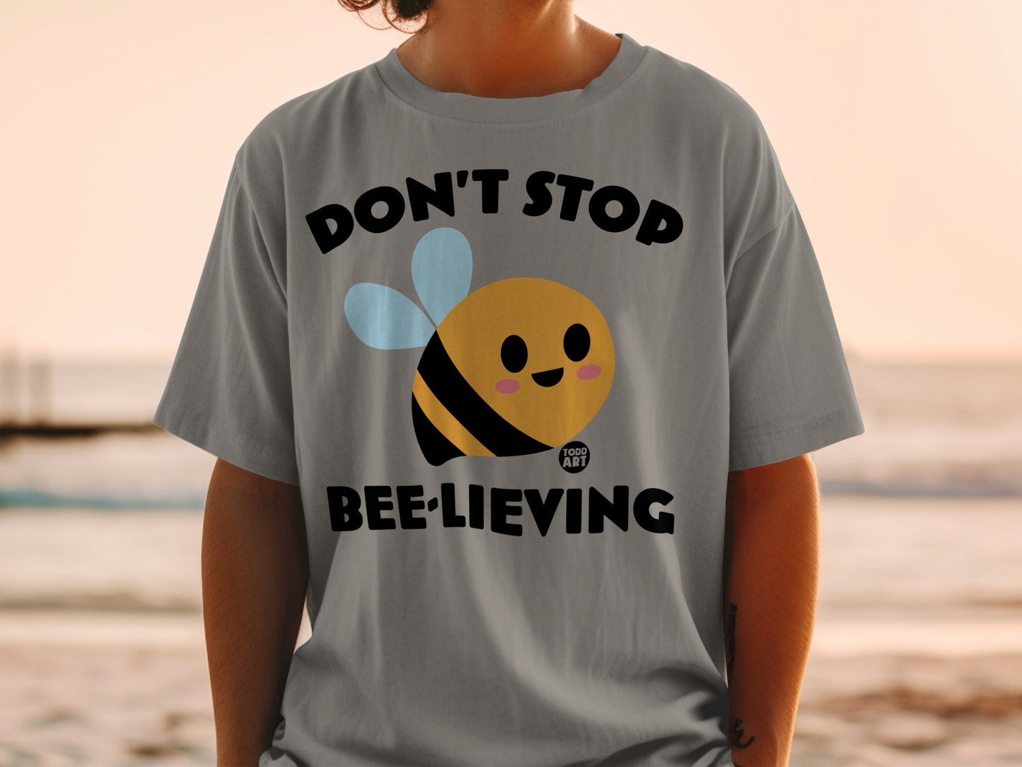 Don't Stop Bee-lieving Cute Bee Graphic T-shirt