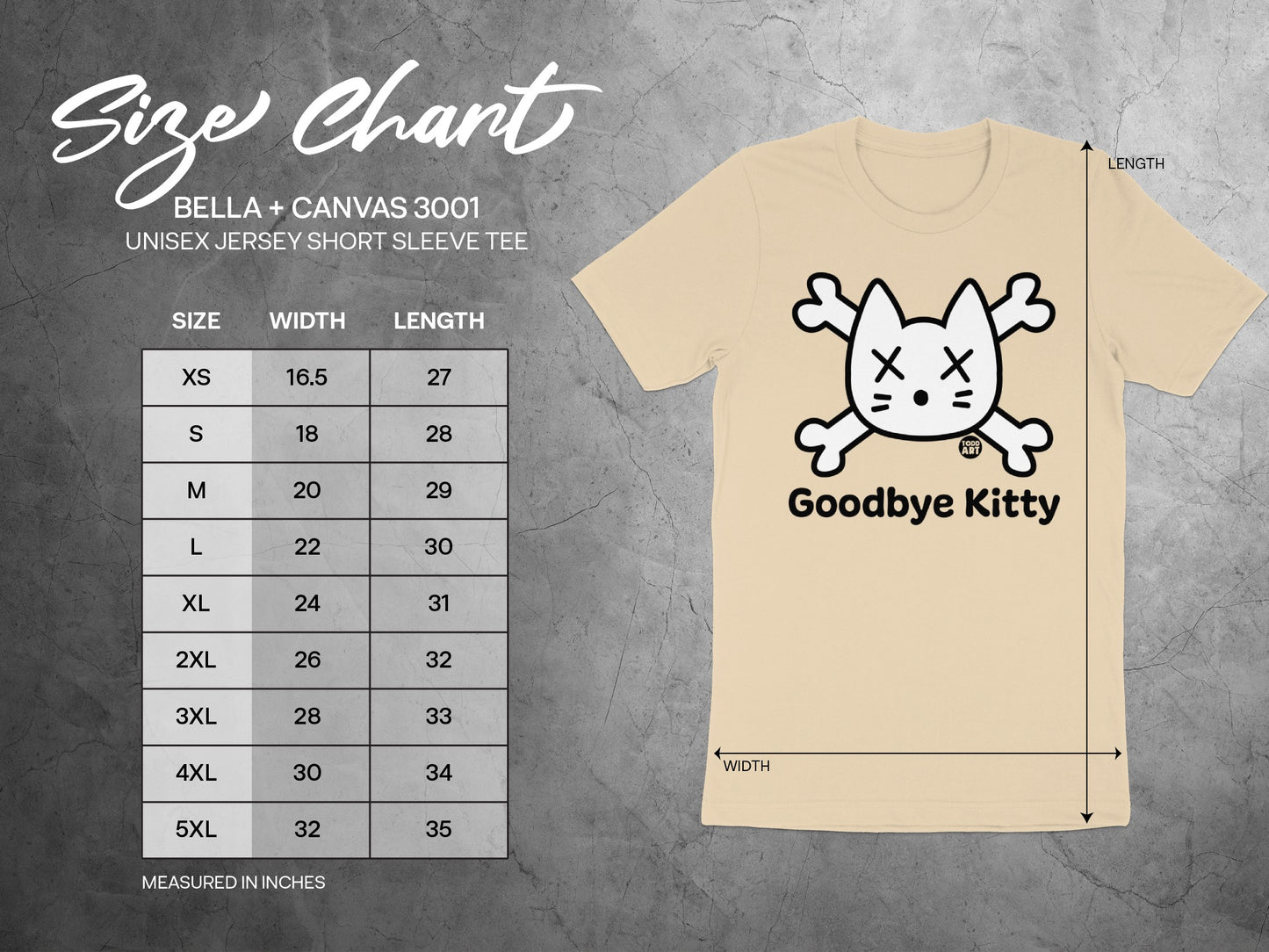 Bella + Canvas 3001 Goodbye Kitty Short Sleeve Tee