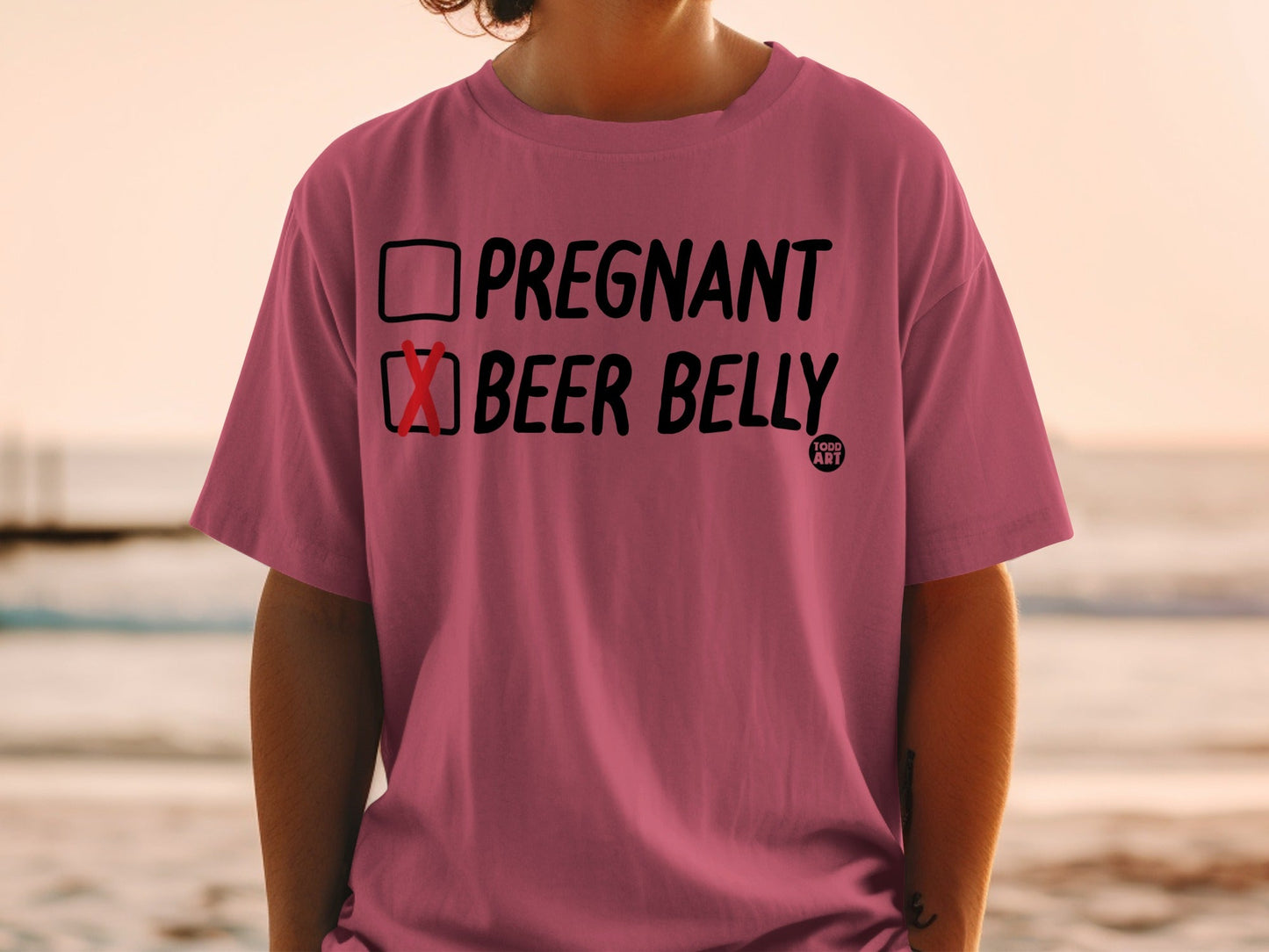 Pregnant or Beer Belly Funny Unisex T-Shirt