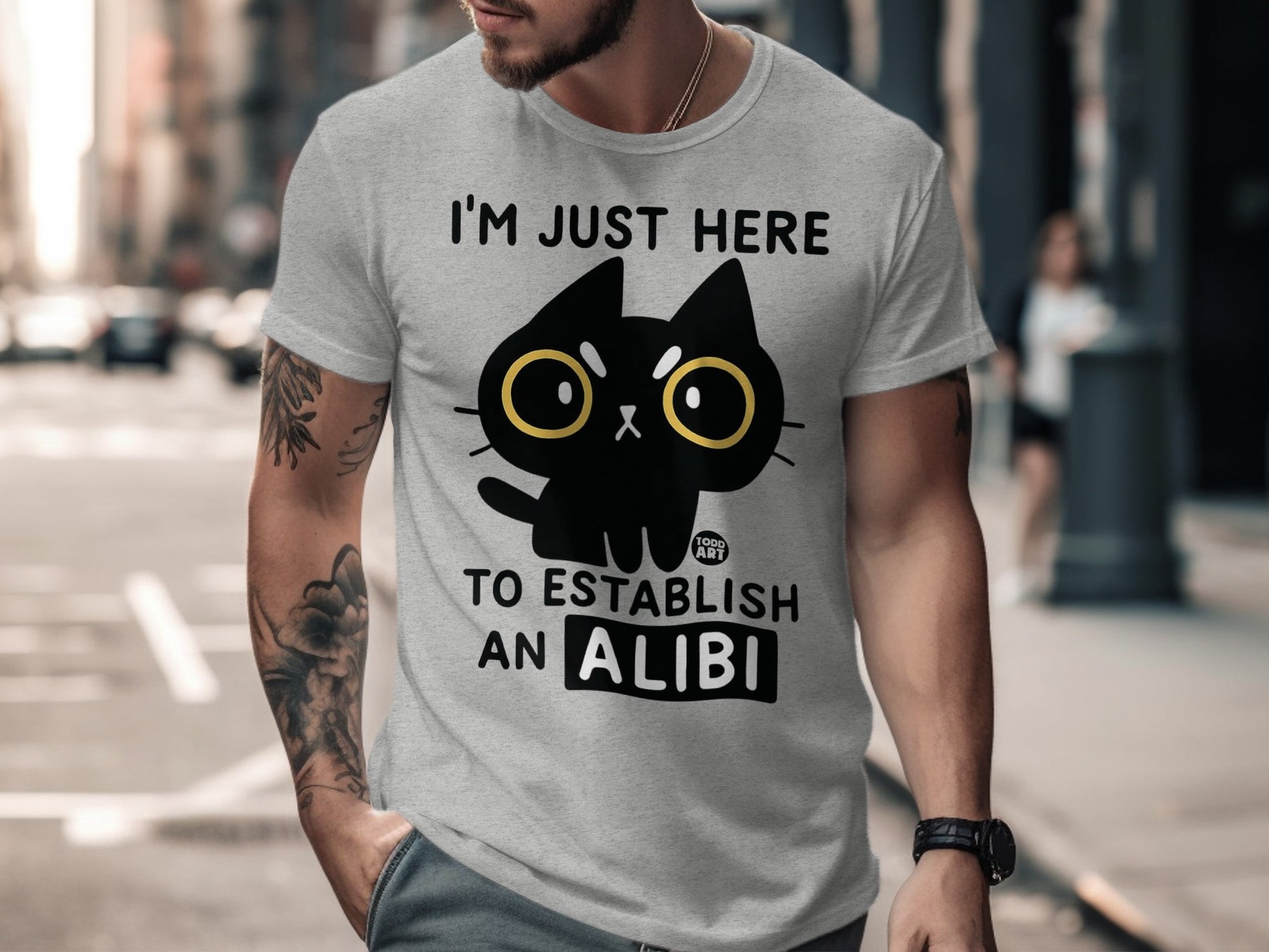 I'm Just Here To Establish An Alibi Cat Shirt