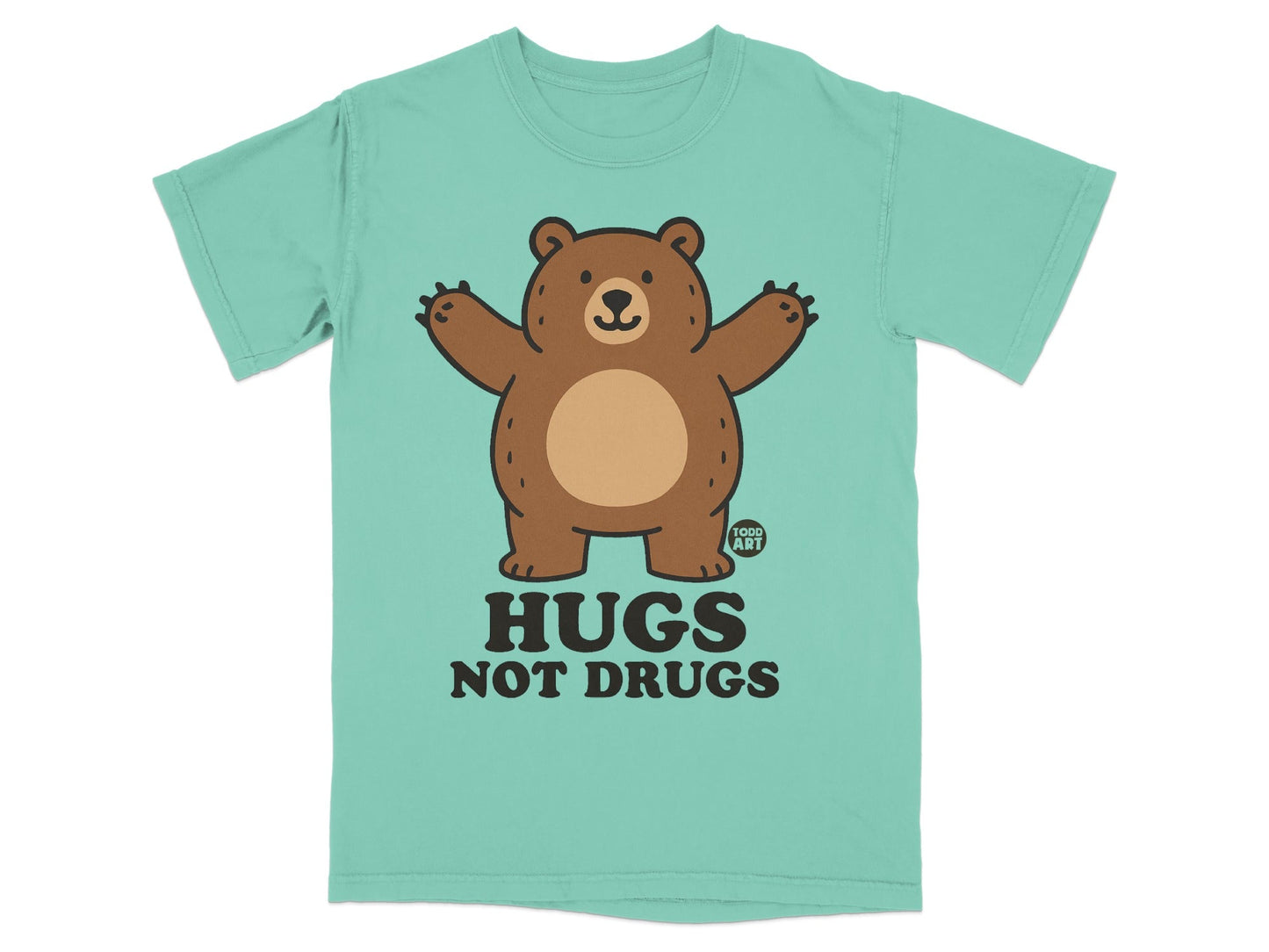Hugs Not Drugs Bear Design Graphic T-Shirt