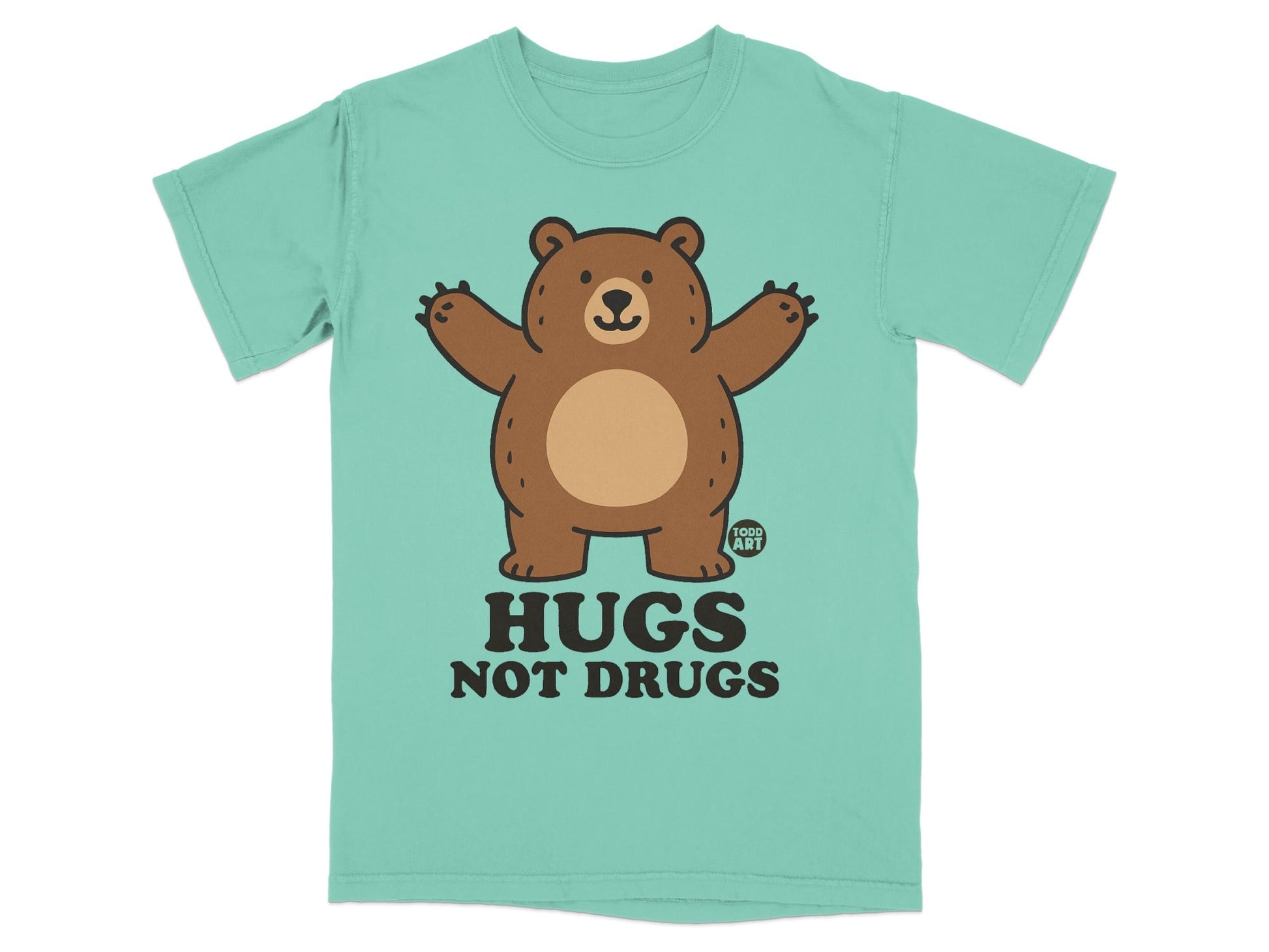 Hugs Not Drugs Bear Design Graphic T-Shirt