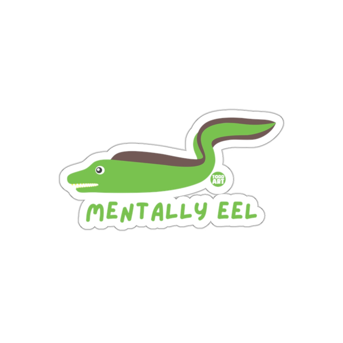 Mentally Eel Cute Green Snake Cartoon Illustration Sticker