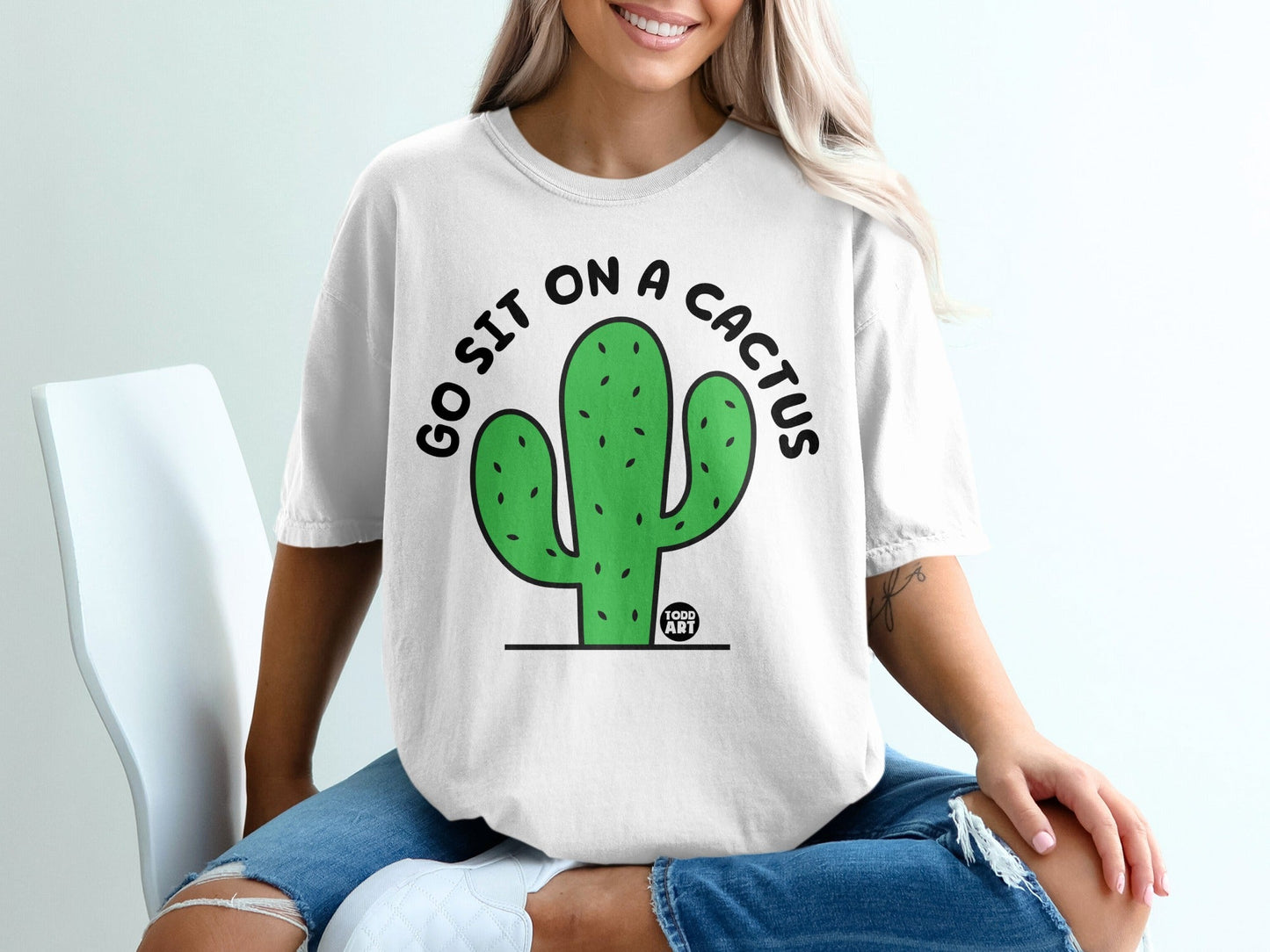 Go Sit On A Cactus Graphic T-shirt for Casual Wear