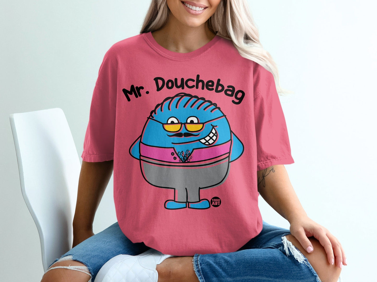Mr. Douchebag Funny Character Illustration T-shirt
