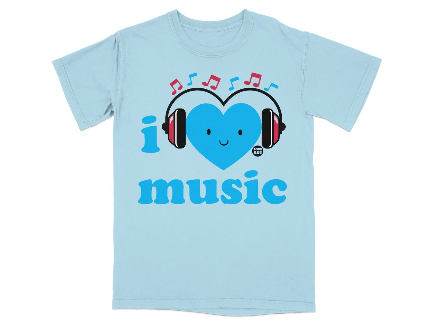 I Love Music Heart Headphones Graphic T-Shirt