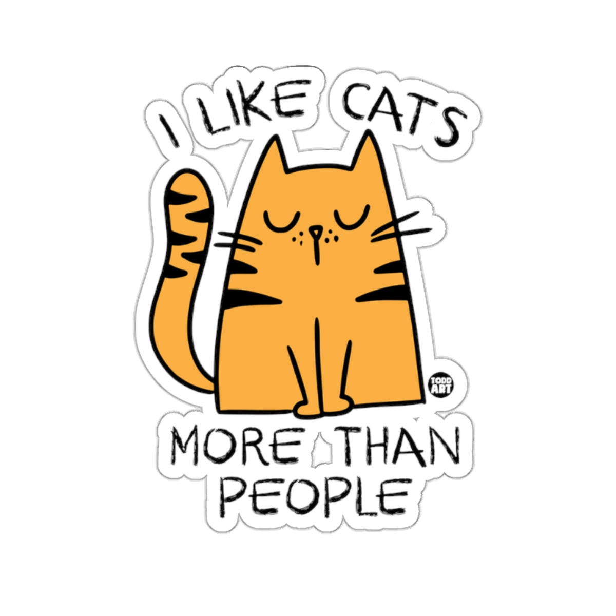 Orange cat illustration with text "I like cats more than people."