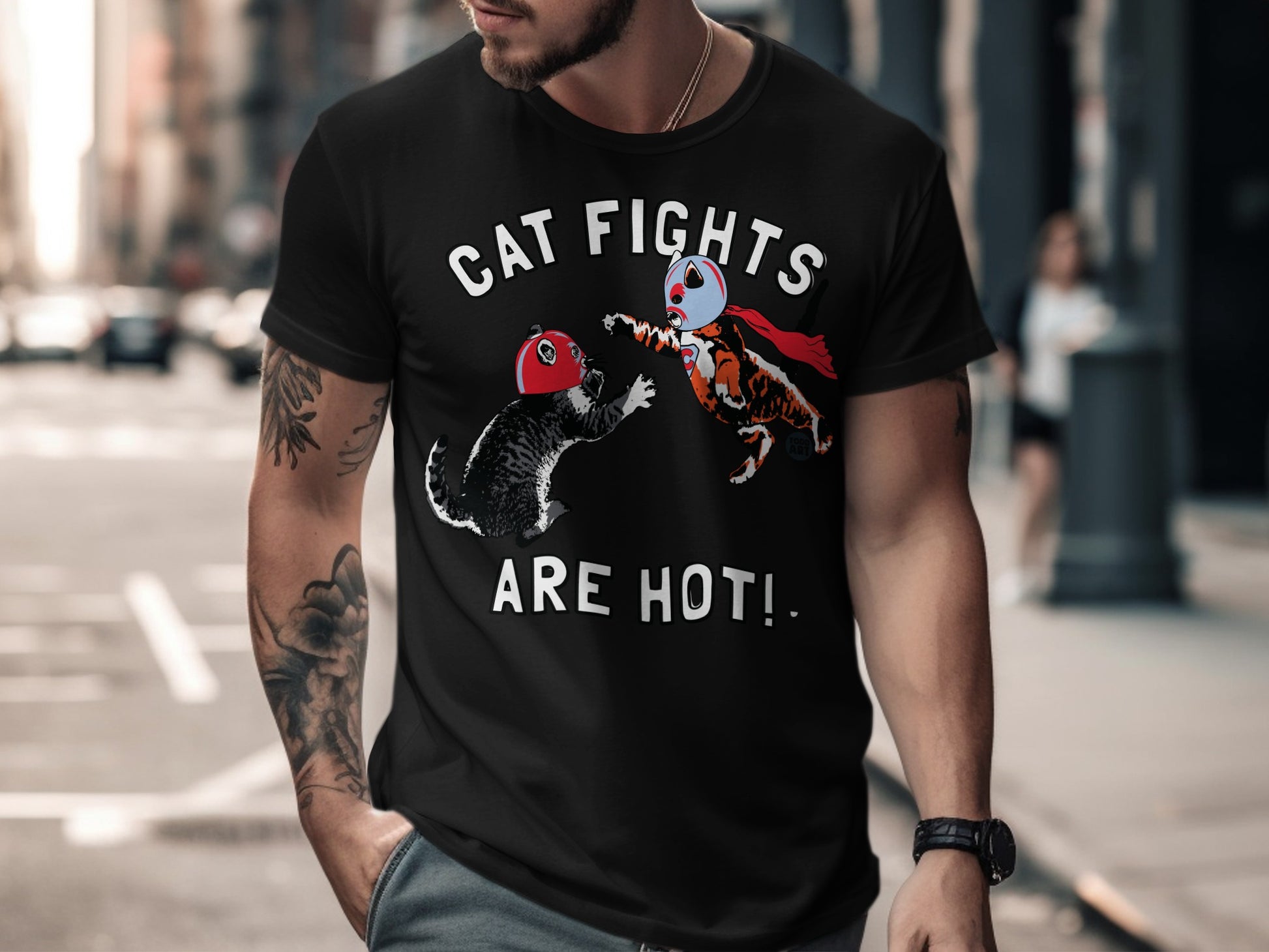 Cat Fights Are Hot Masked Cats Wrestling Shirt