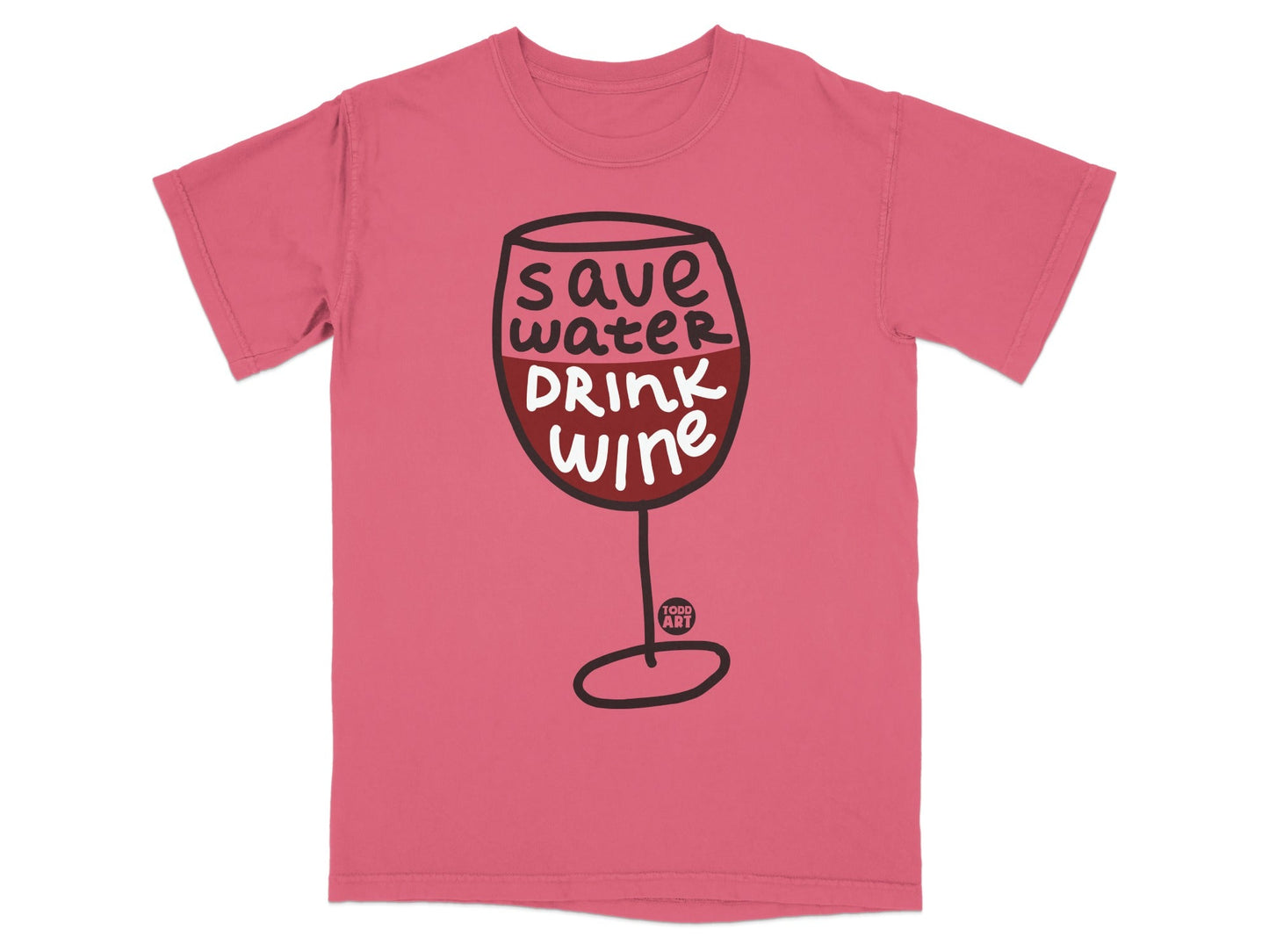 Save Water Drink Wine Graphic Pink Shirt
