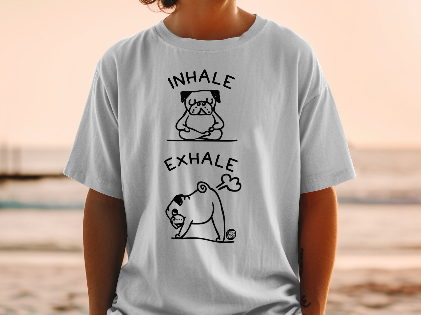 Inhale Exhale Cute Pug Yoga Humor T-Shirt