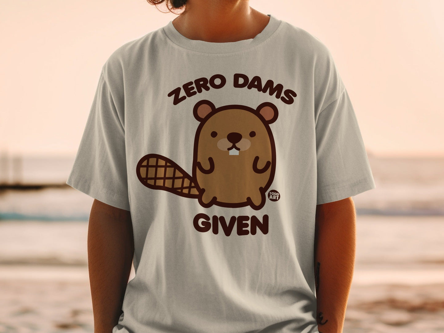 Zero Dams Given Cute Cartoony Beaver Graphic Shirt