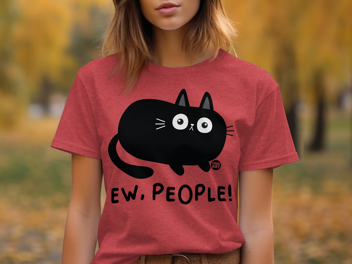 Cute Black Cat Ew People Graphic T-Shirt for Cat Lovers