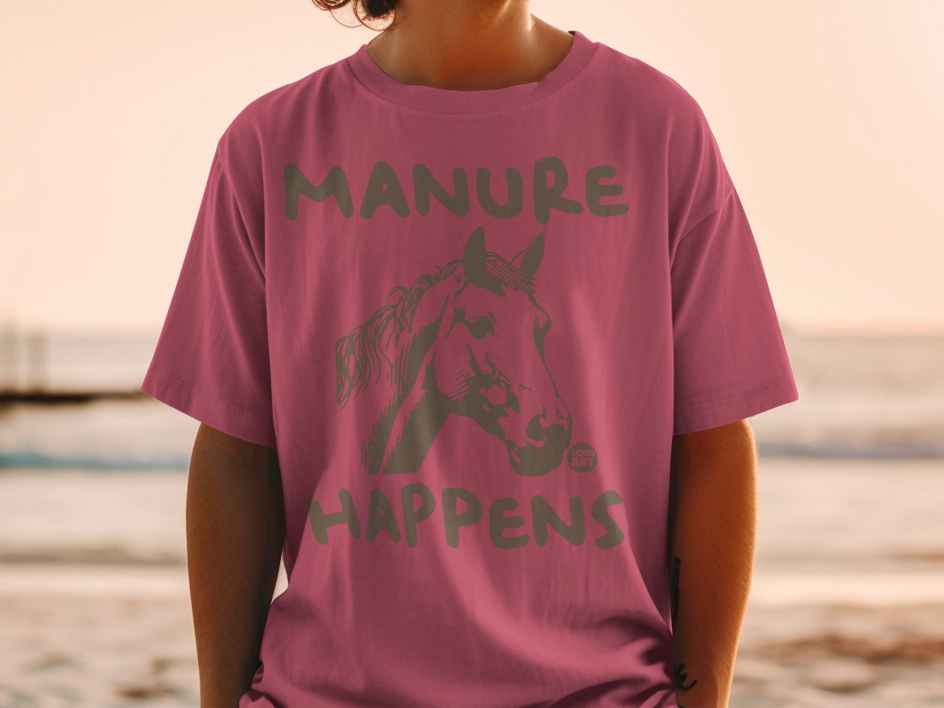 Manure Happens Horse Graphic T-Shirt Fun Slogan Tee