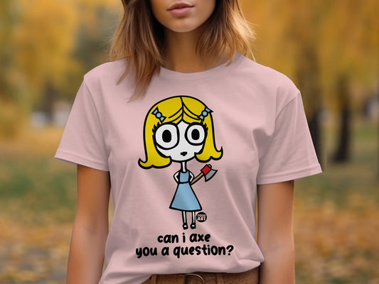Cute Cartoon Character with Axe Question Design Shirt