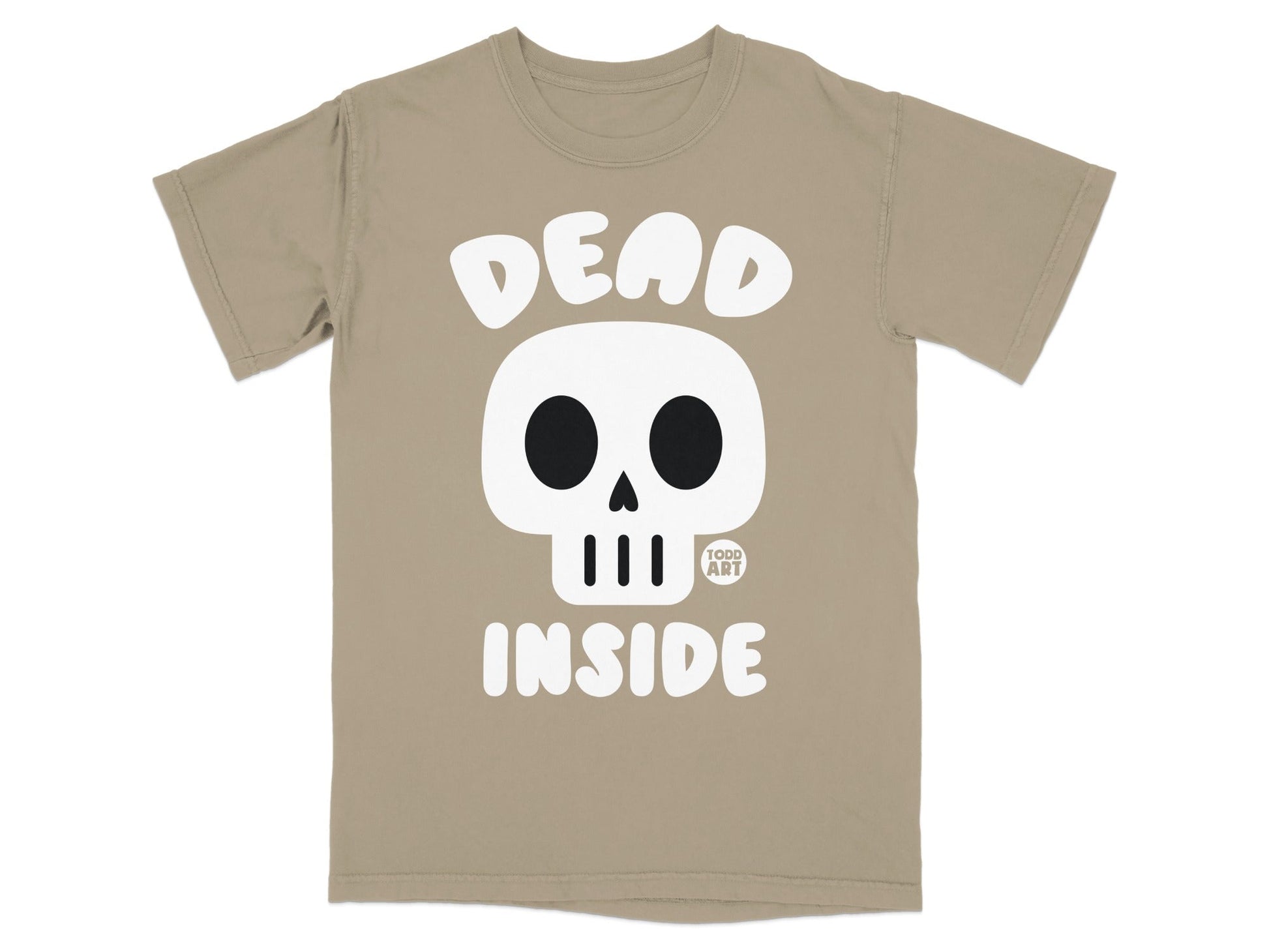 T-shirt with a white skull graphic and "DEAD INSIDE" text.
