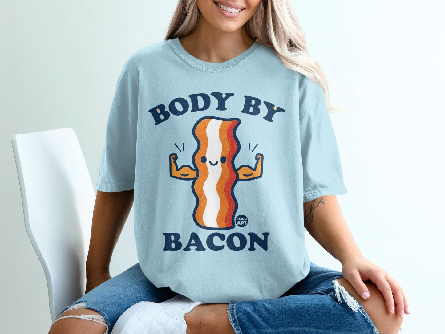 Body By Bacon Fun Graphic Tee for Bacon Lovers