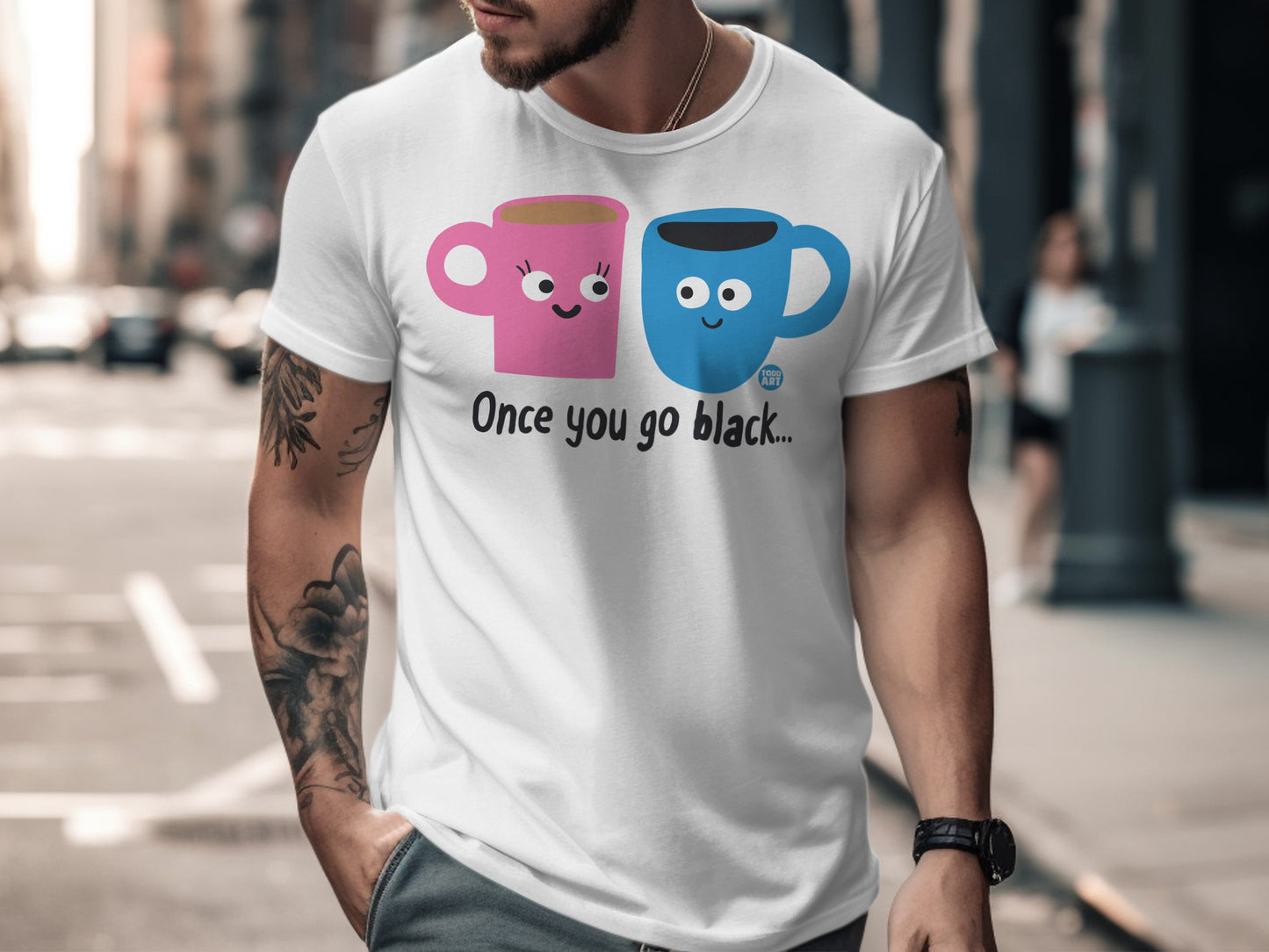 Humorous Coffee Mug Design Once You Go Black T-Shirt