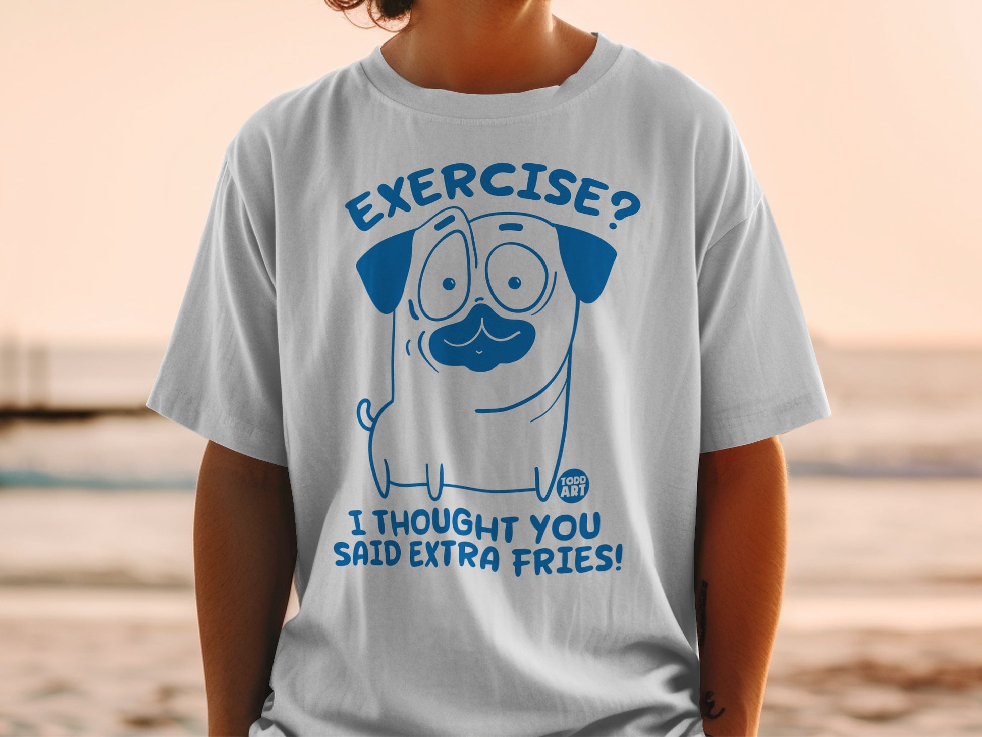 Funny Pug Exercise Quote Graphic Tee Shirt