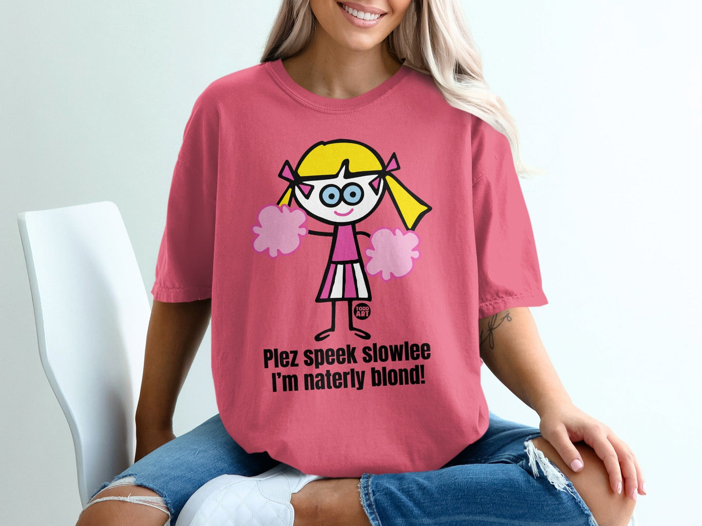 Cute Cartoon Character Graphic Tee with Funny Text