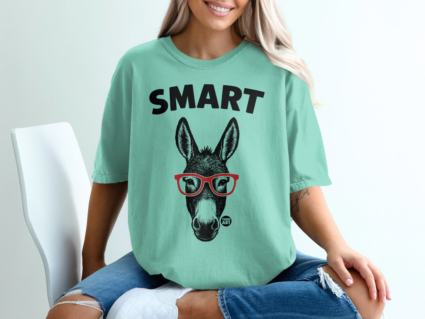 Smart Donkey with Red Glasses Graphic T-shirt