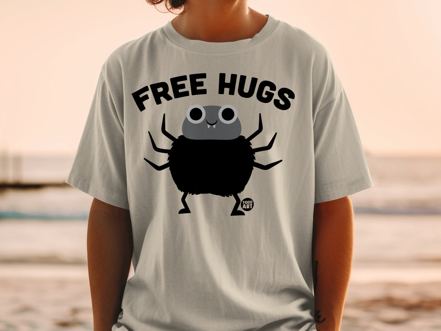 Free Hugs Cute Spider Graphic T-Shirt Todd Art Design
