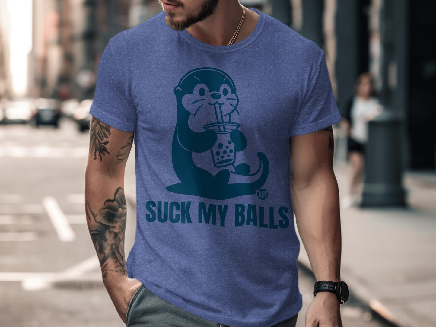 Suck My Balls Bubble Tea Otter Graphic T-shirt