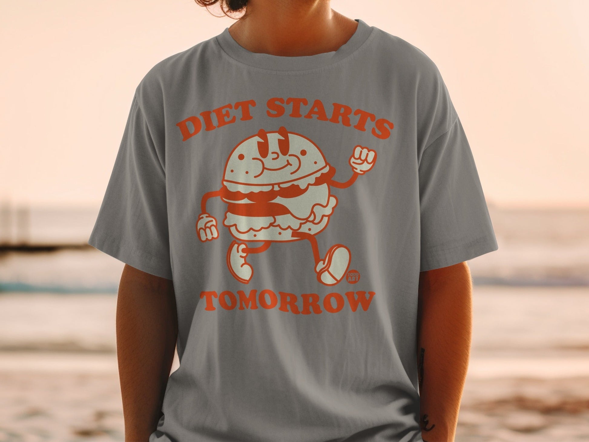 Diet Starts Tomorrow Burger Character T-Shirt