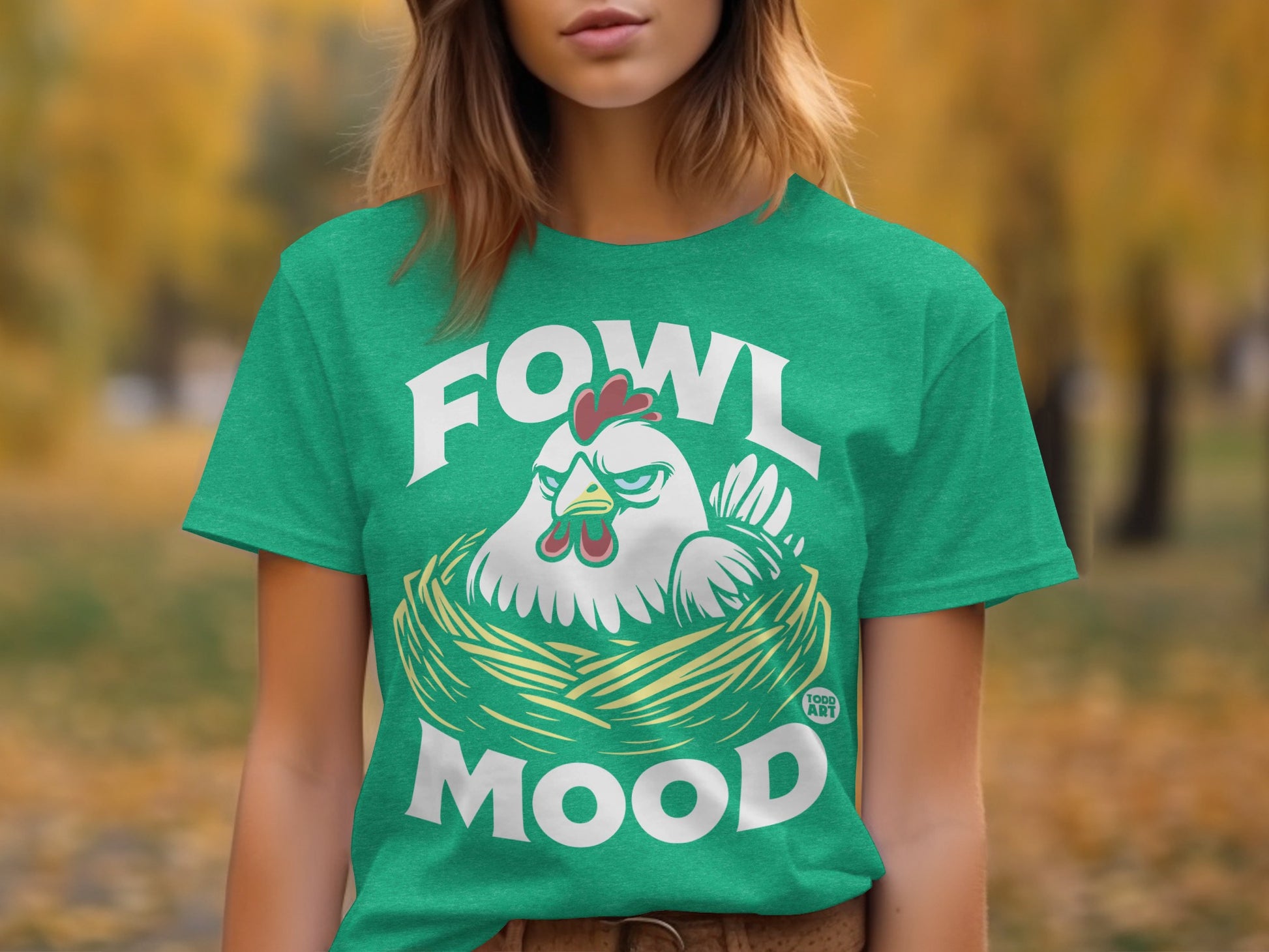 Fowl Mood Graphic Tee with Angry Chicken Print Shirt