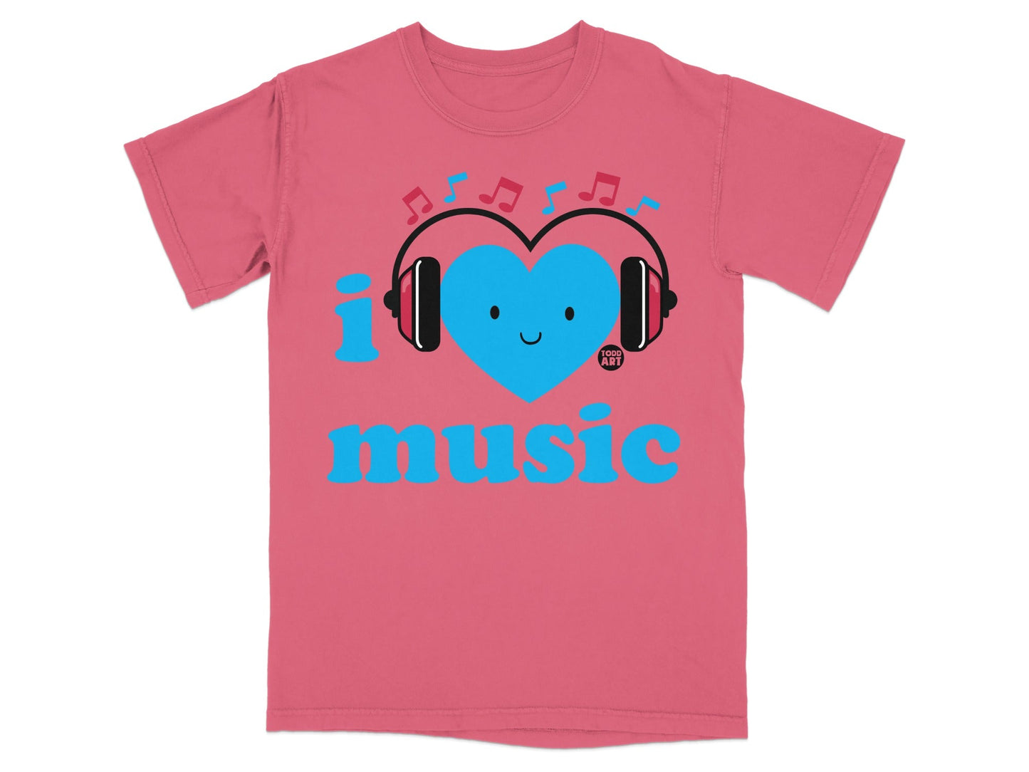 I Love Music Heart Headphones Graphic T-Shirt