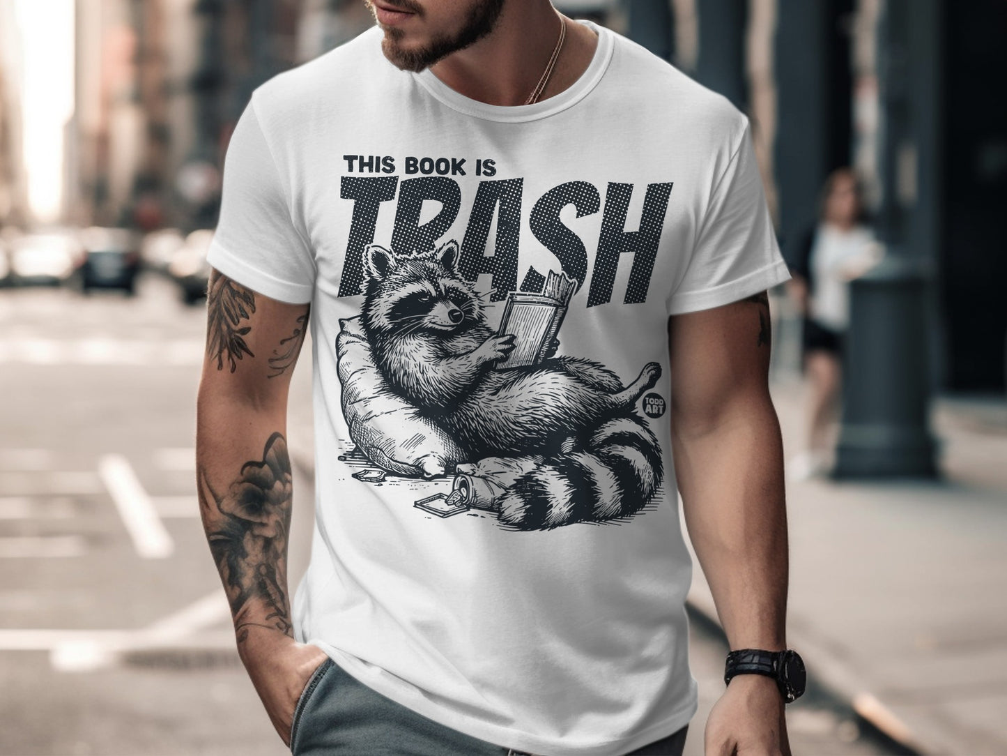 This Book Is Trash Raccoon Graphic T-Shirt