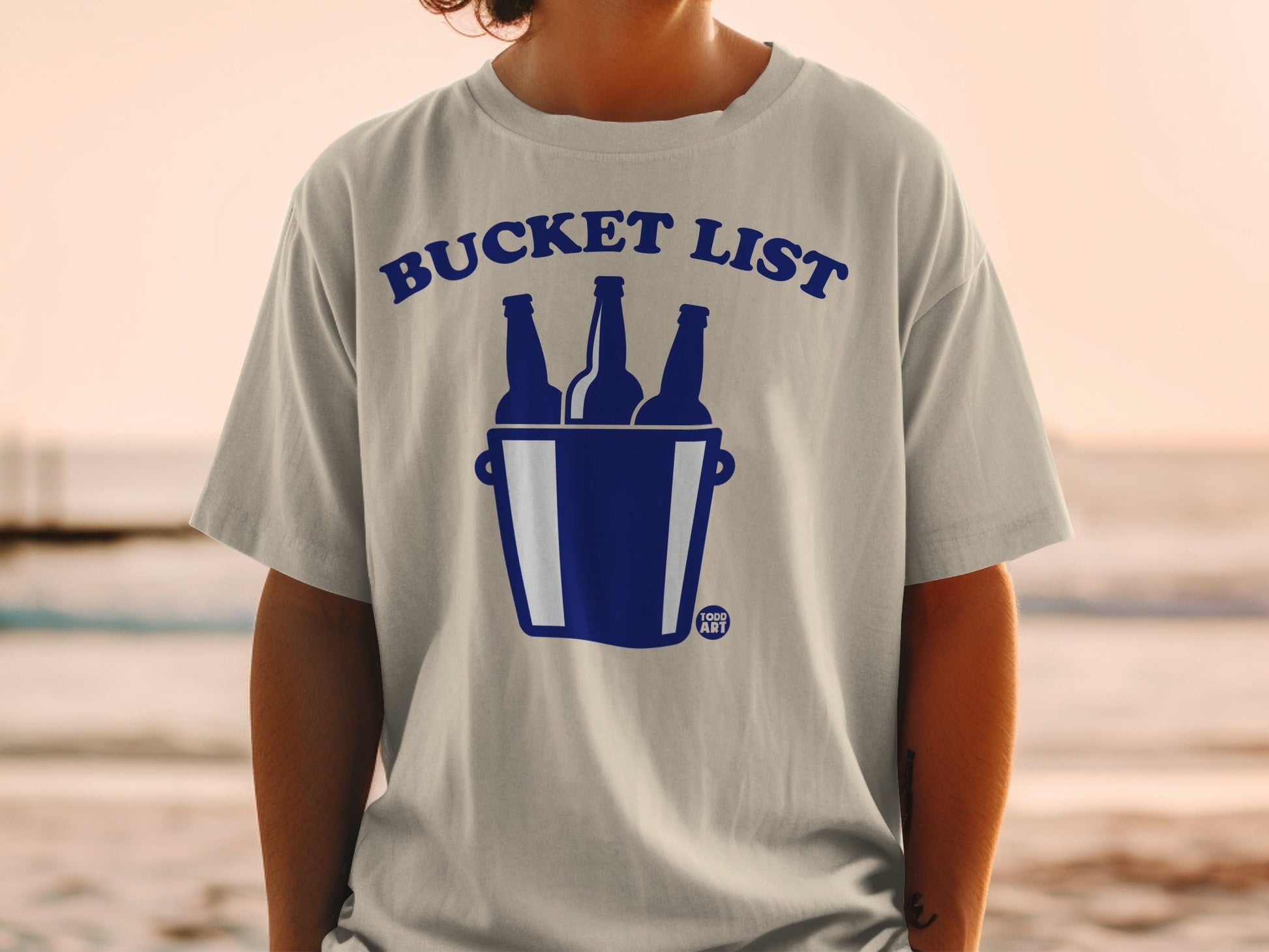Bucket List Graphic Tee with Beer Bottles Design