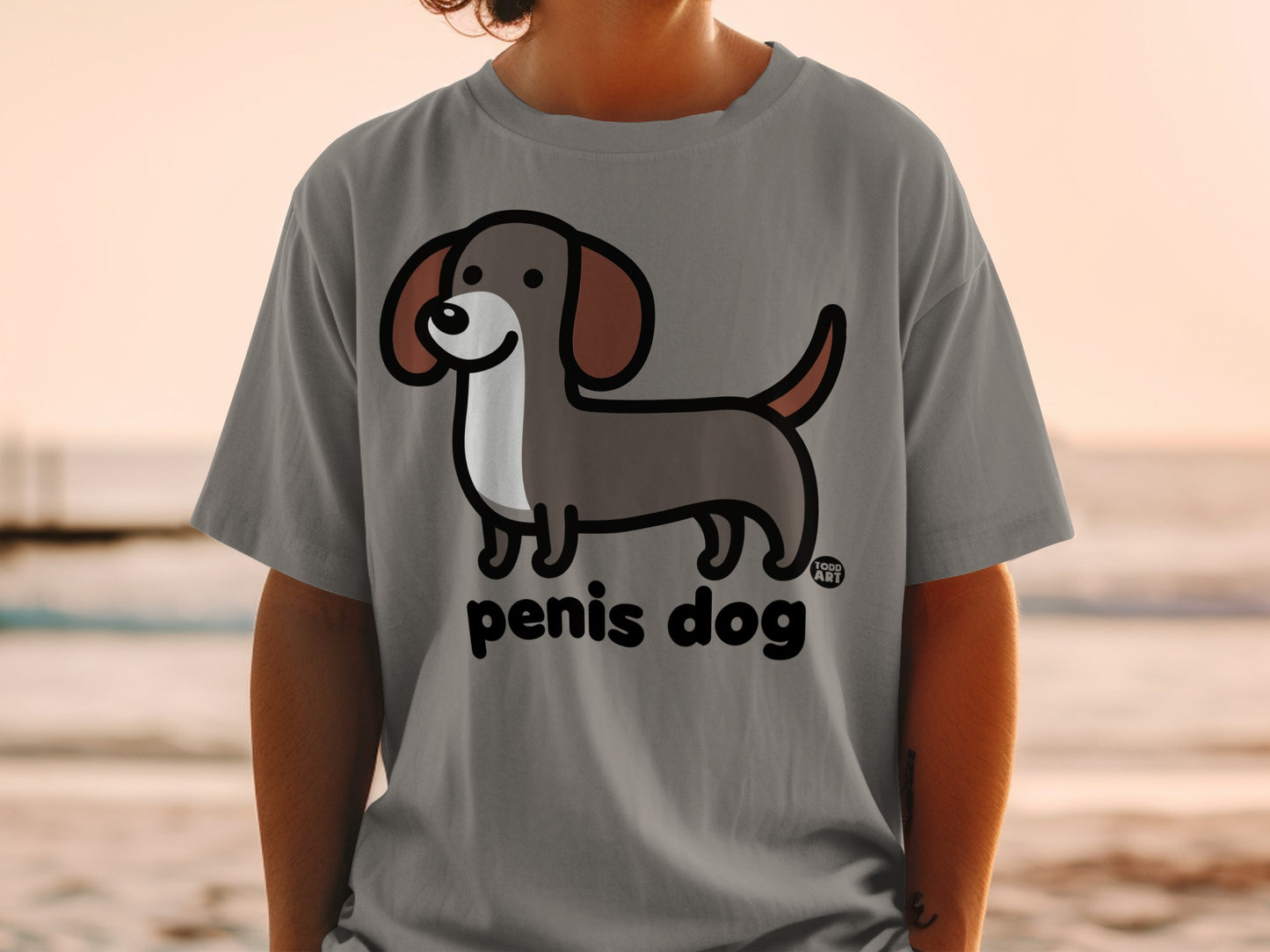 Funny Todd Art Penis Dog Graphic T-shirt Casual Wear