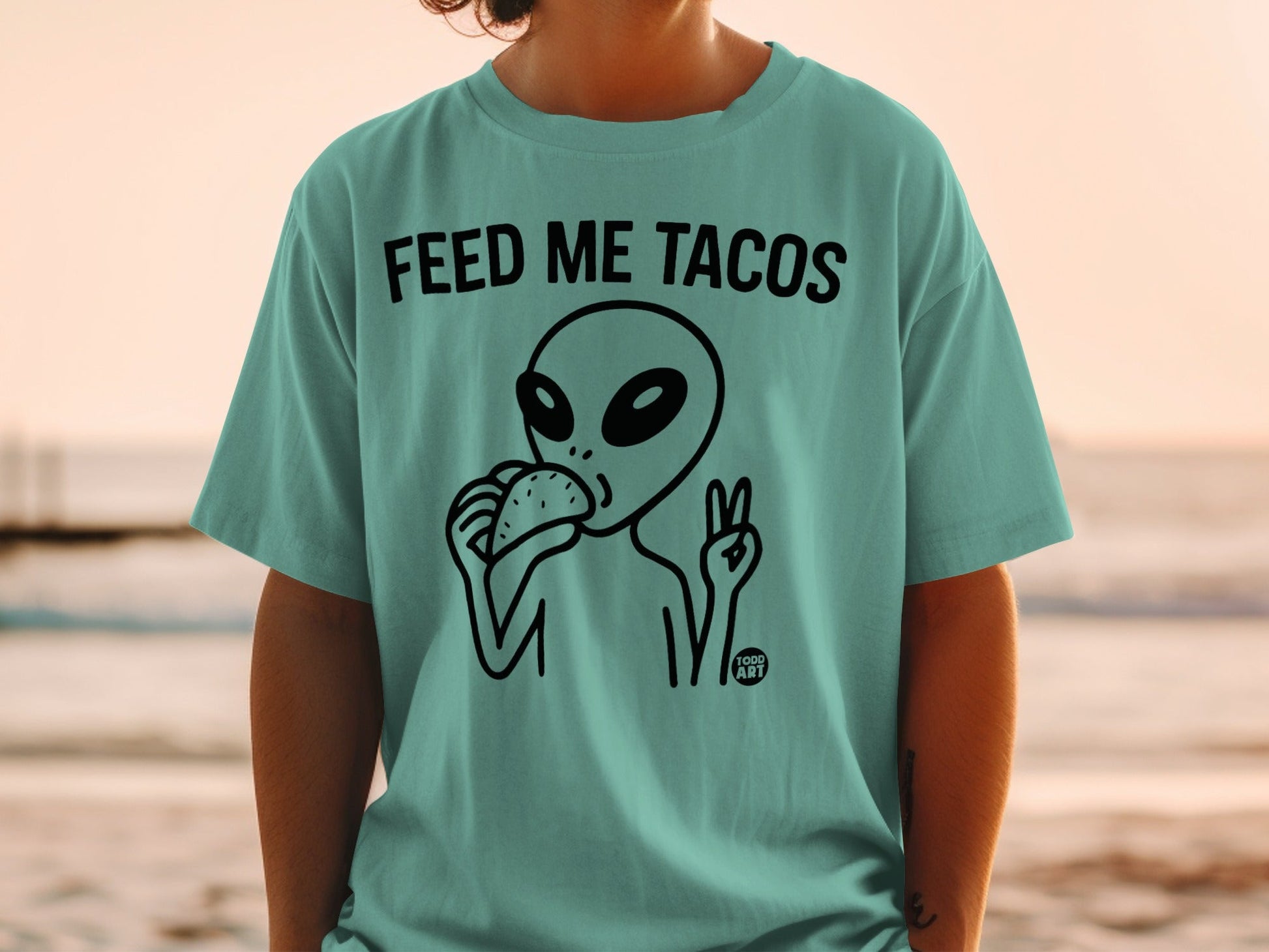 Feed Me Tacos Alien Graphic Tee Shirt Product