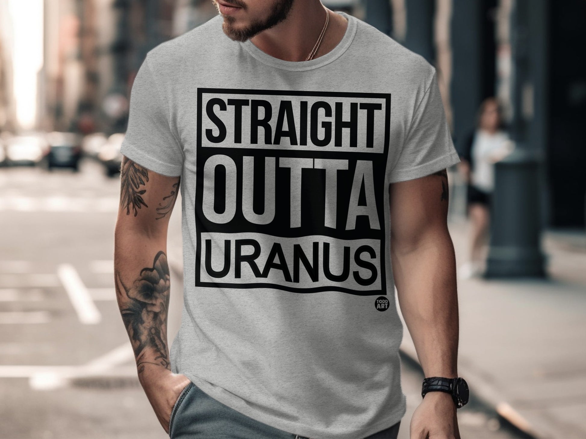 Straight Outta Uranus Funny Graphic T-Shirt