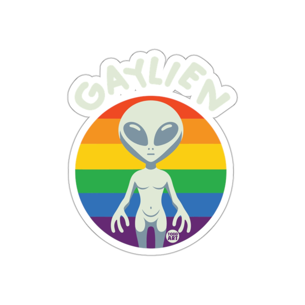 Gaylien Rainbow Alien Sticker with Fun Design