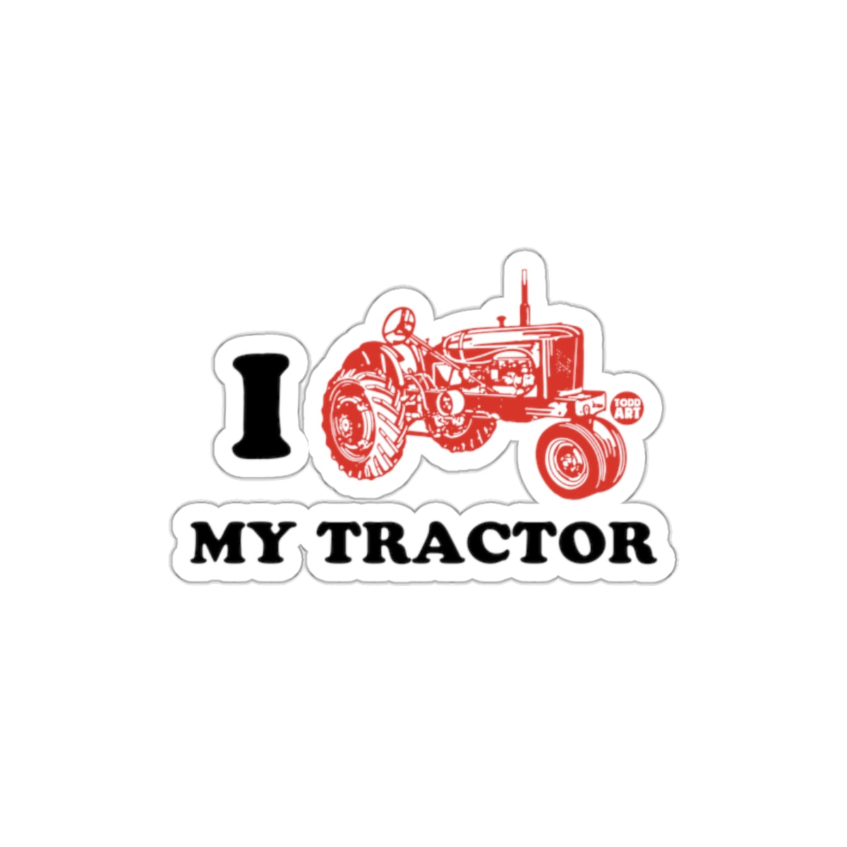 I Love My Tractor Vintage Red Design Sticker