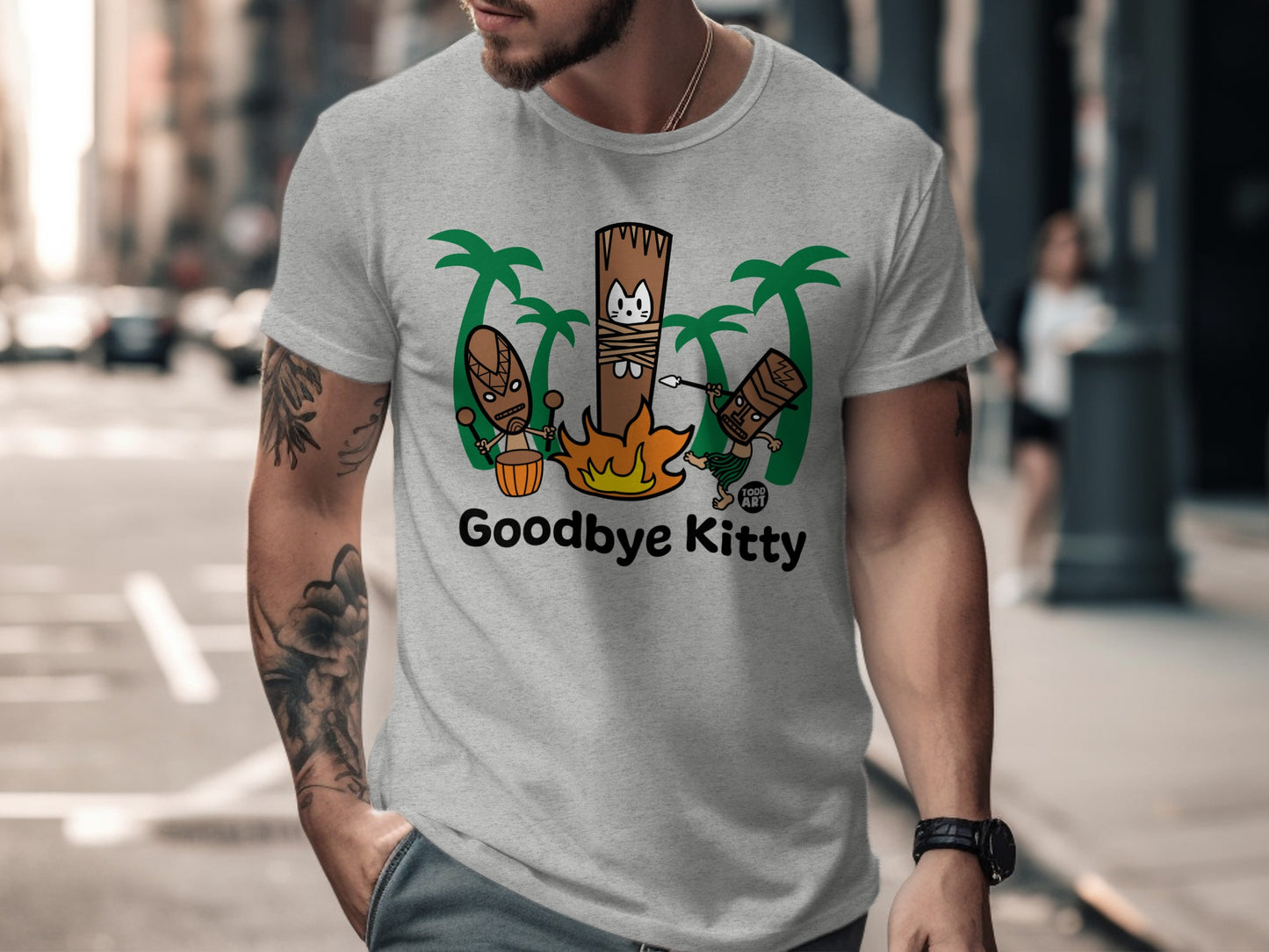 Goodbye Kitty Funny Graphic T-Shirt for Adults