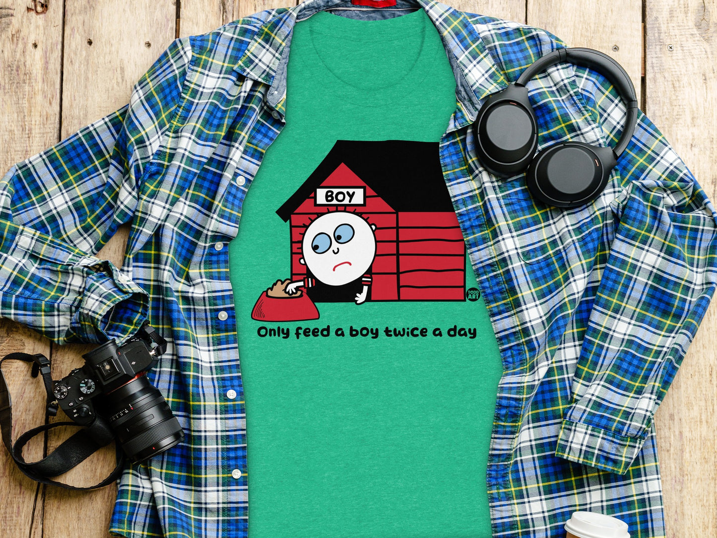 Only Feed a Boy Twice a Day Funny Graphic T-Shirt