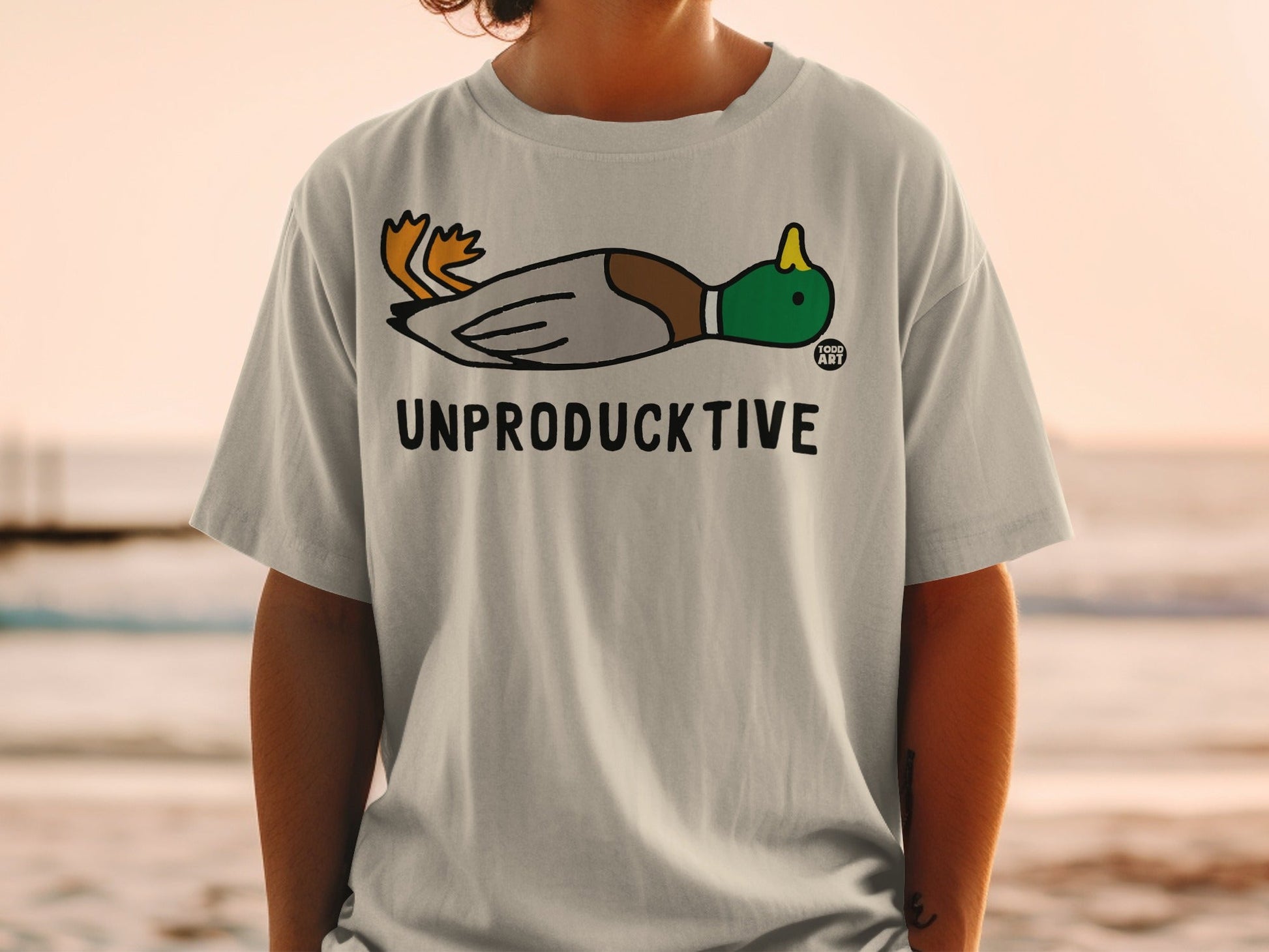 Unproductive Duck Design Funny Graphic Unisex T-shirt
