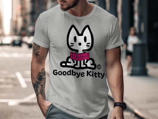 Goodbye Kitty Graphic Tee Cool Cat Illustration