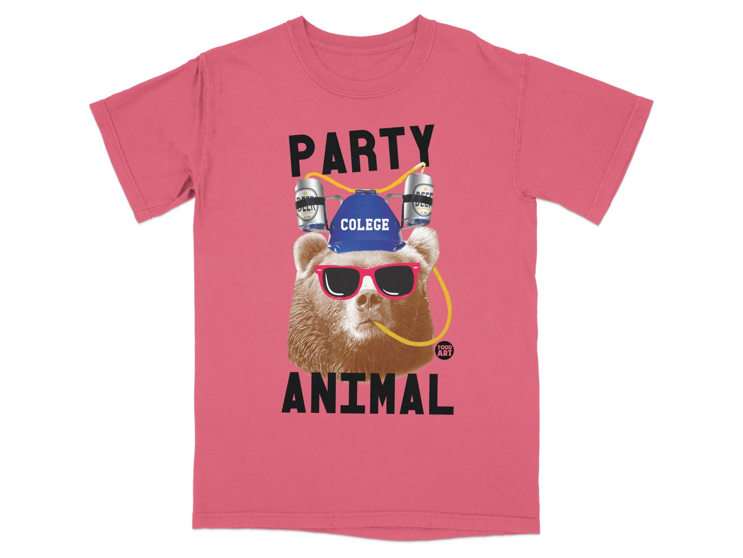 Party Animal College Bear Humorous T-Shirt