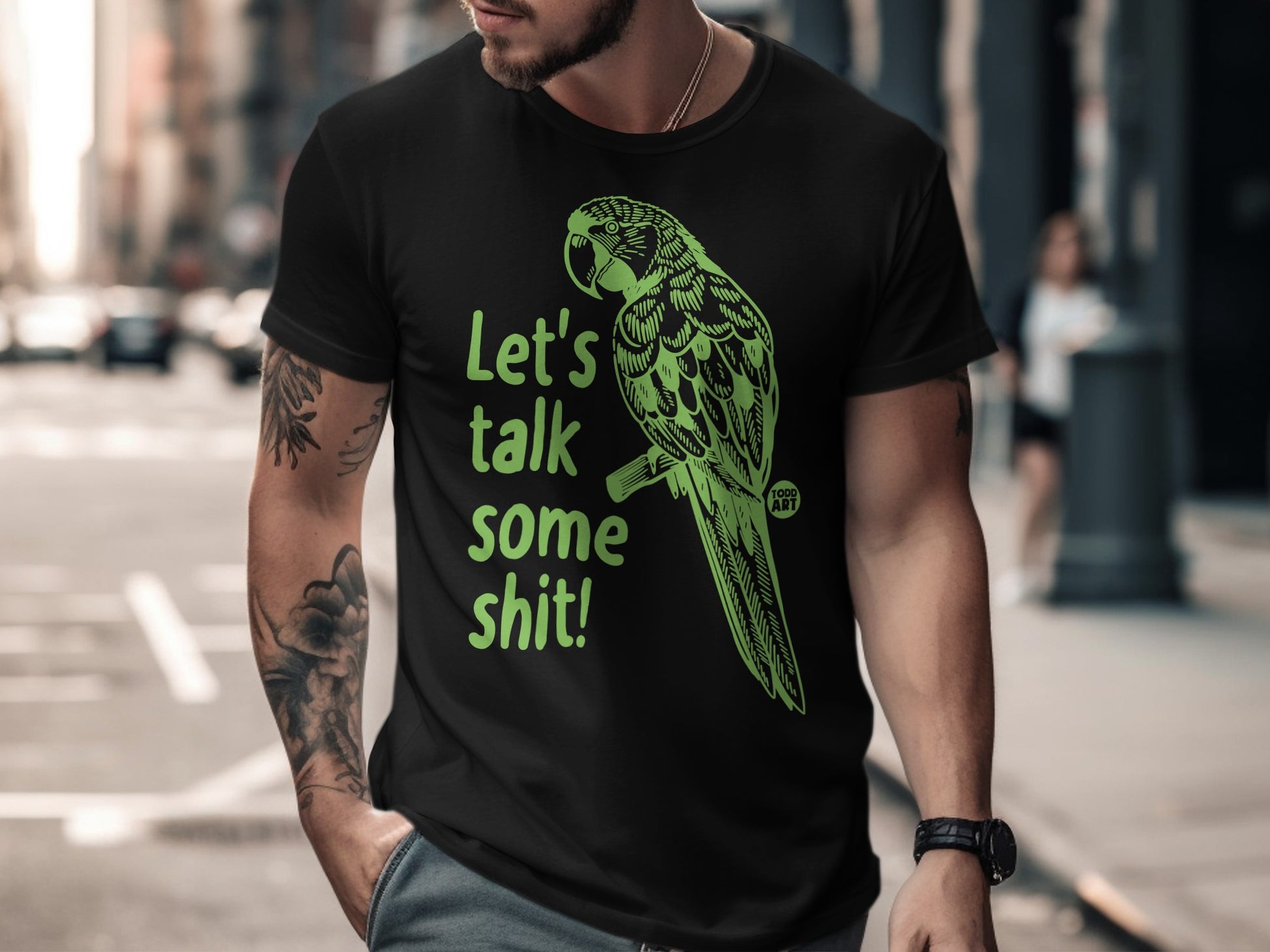 Let's Talk Some Shit Parrot Graphic T-Shirt