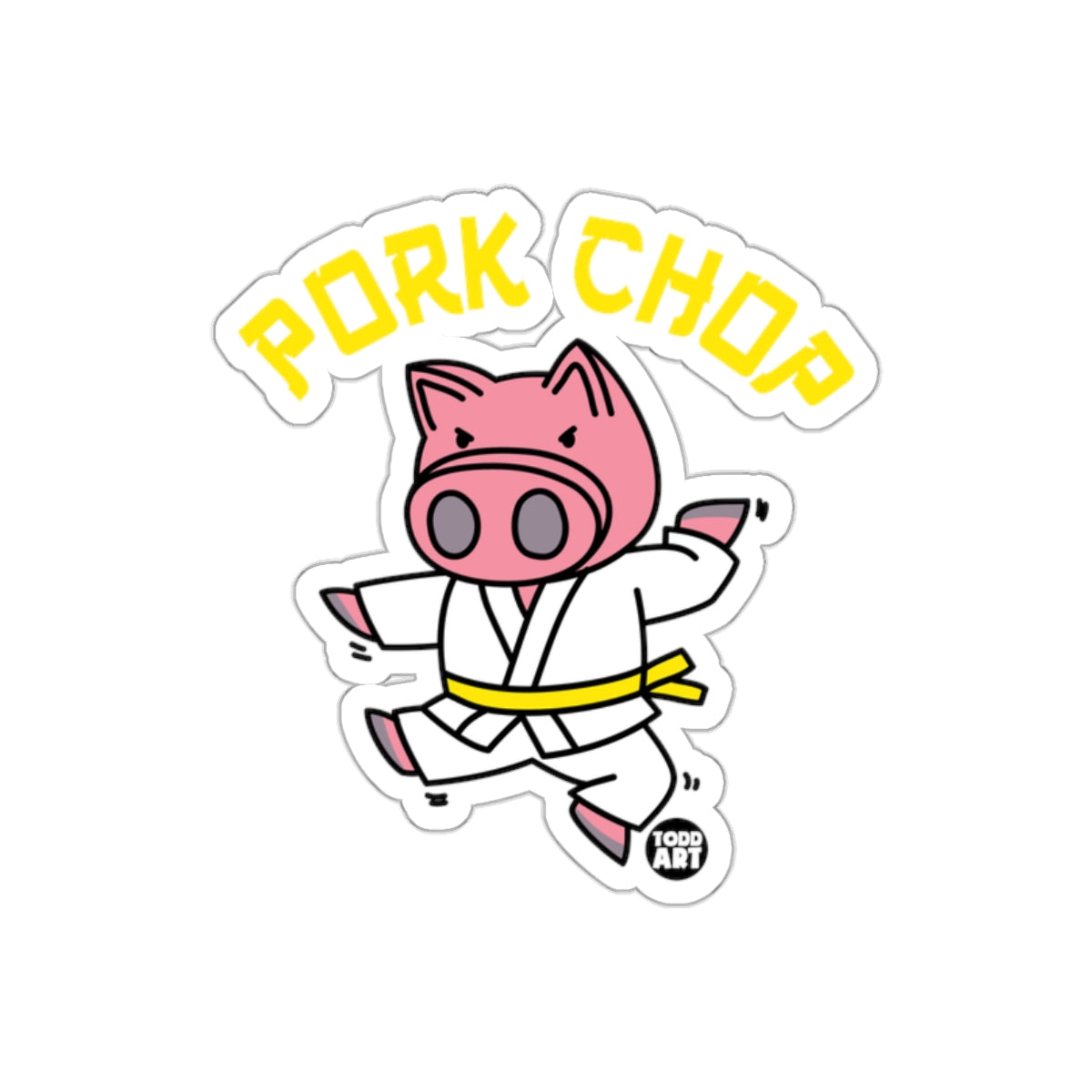 Pork Chop Martial Arts Pig Cartoon Illustration sticker