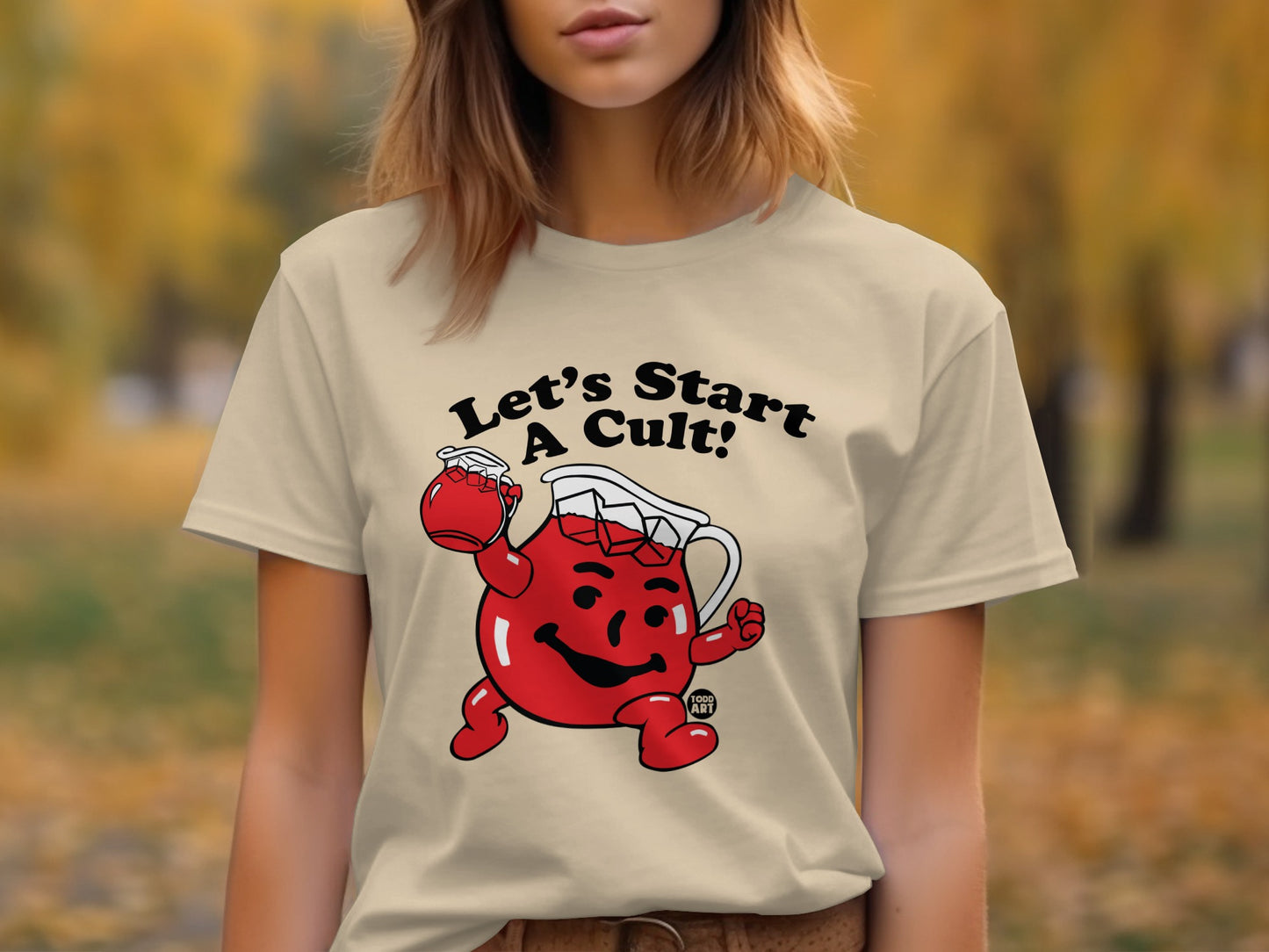 Let's Start A Cult with Cheerful Artwork Shirt