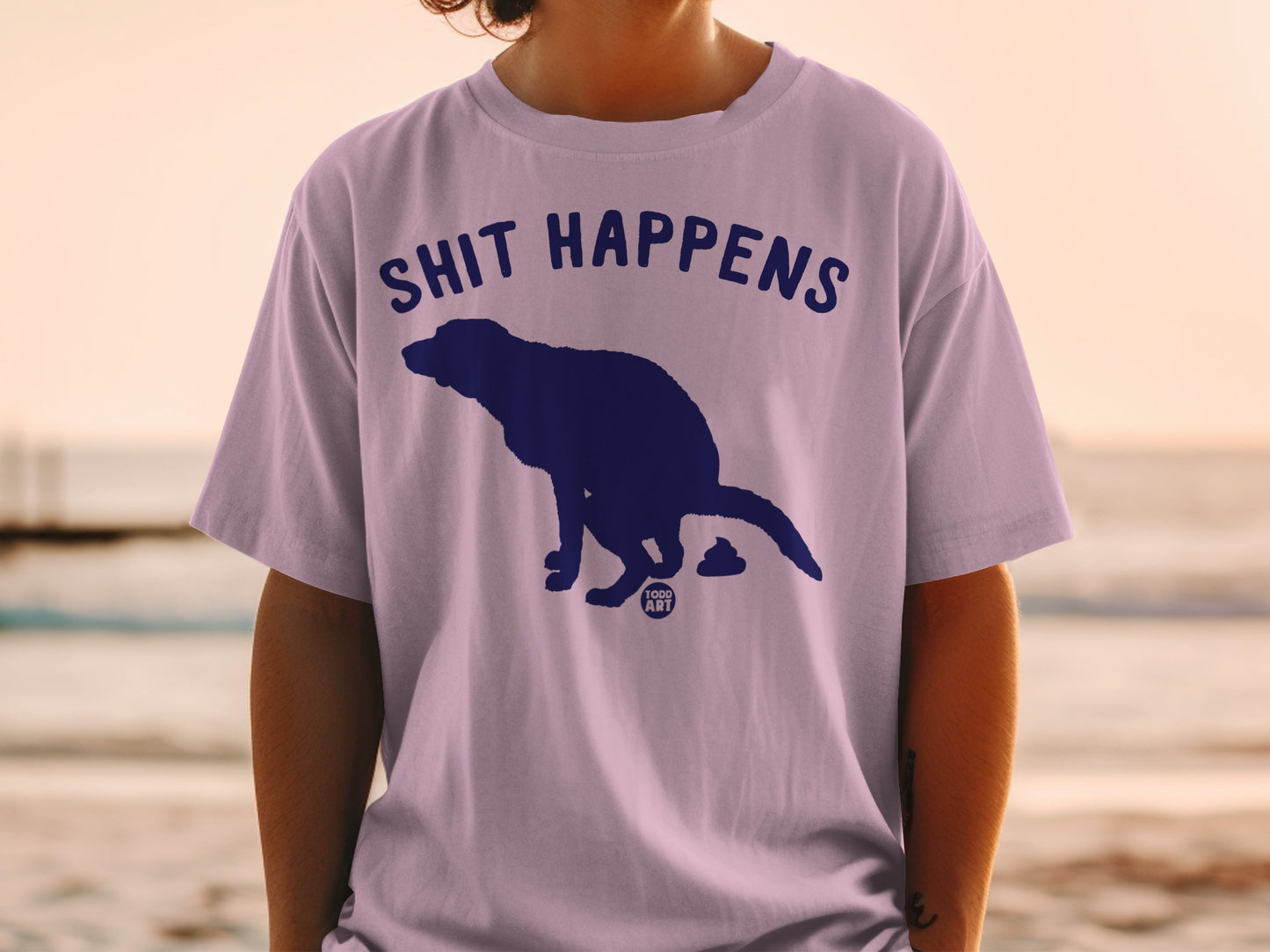 Funny Shit Happens Dog Graphic Tee Casual Shirt