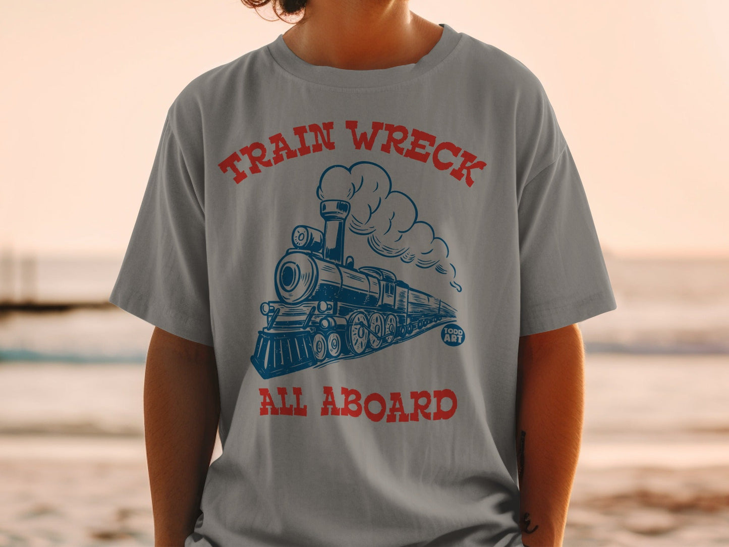Train Wreck All Aboard Graphic T-Shirt