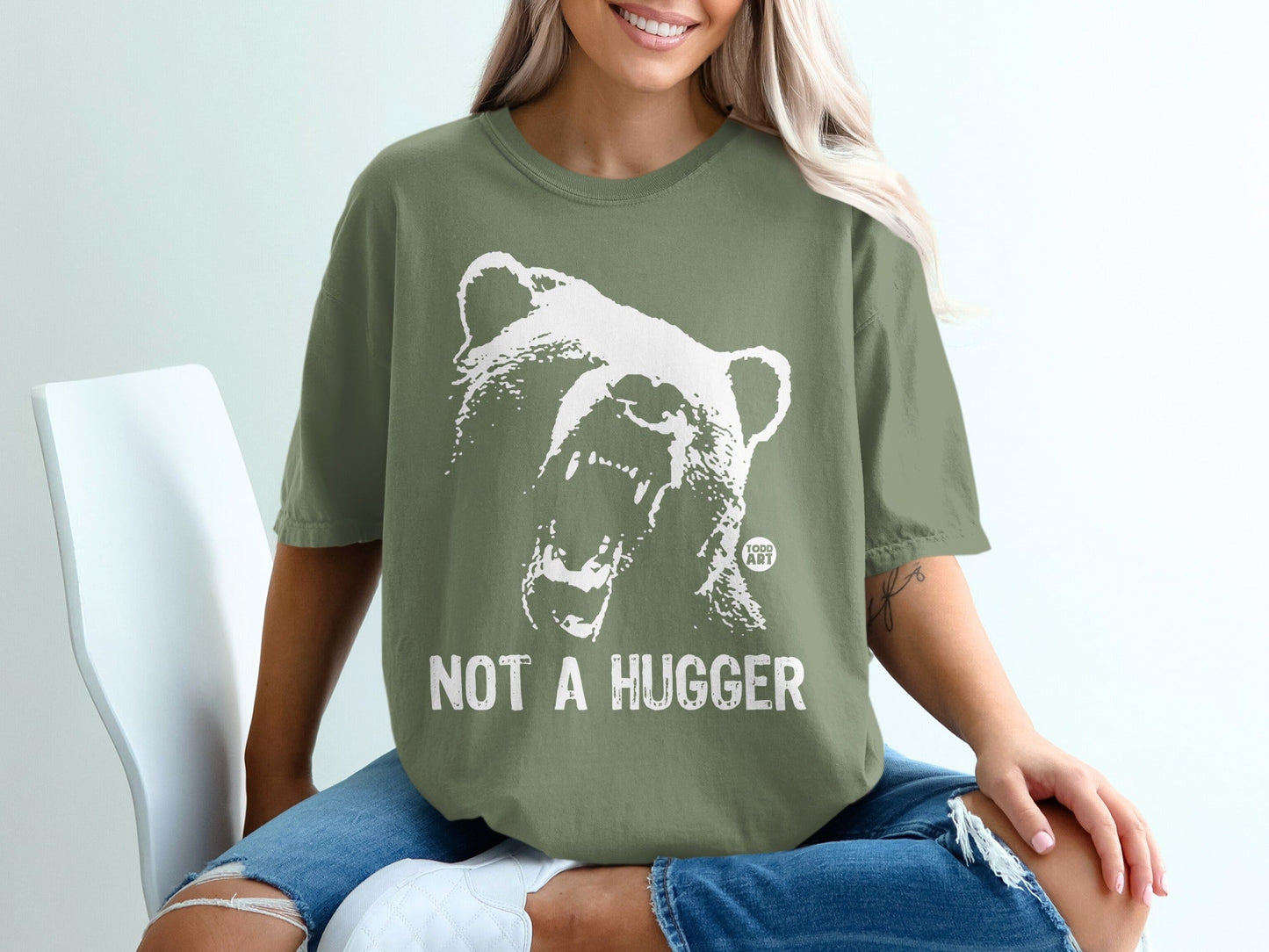 Not a Hugger Bear Graphic Design T-shirt