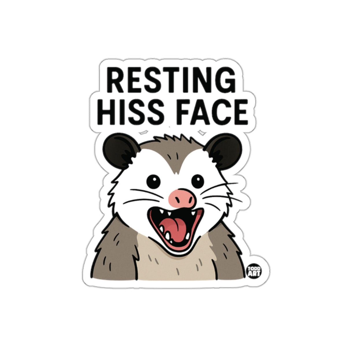 Resting Hiss Face Funny Possum Animal Pun sticker