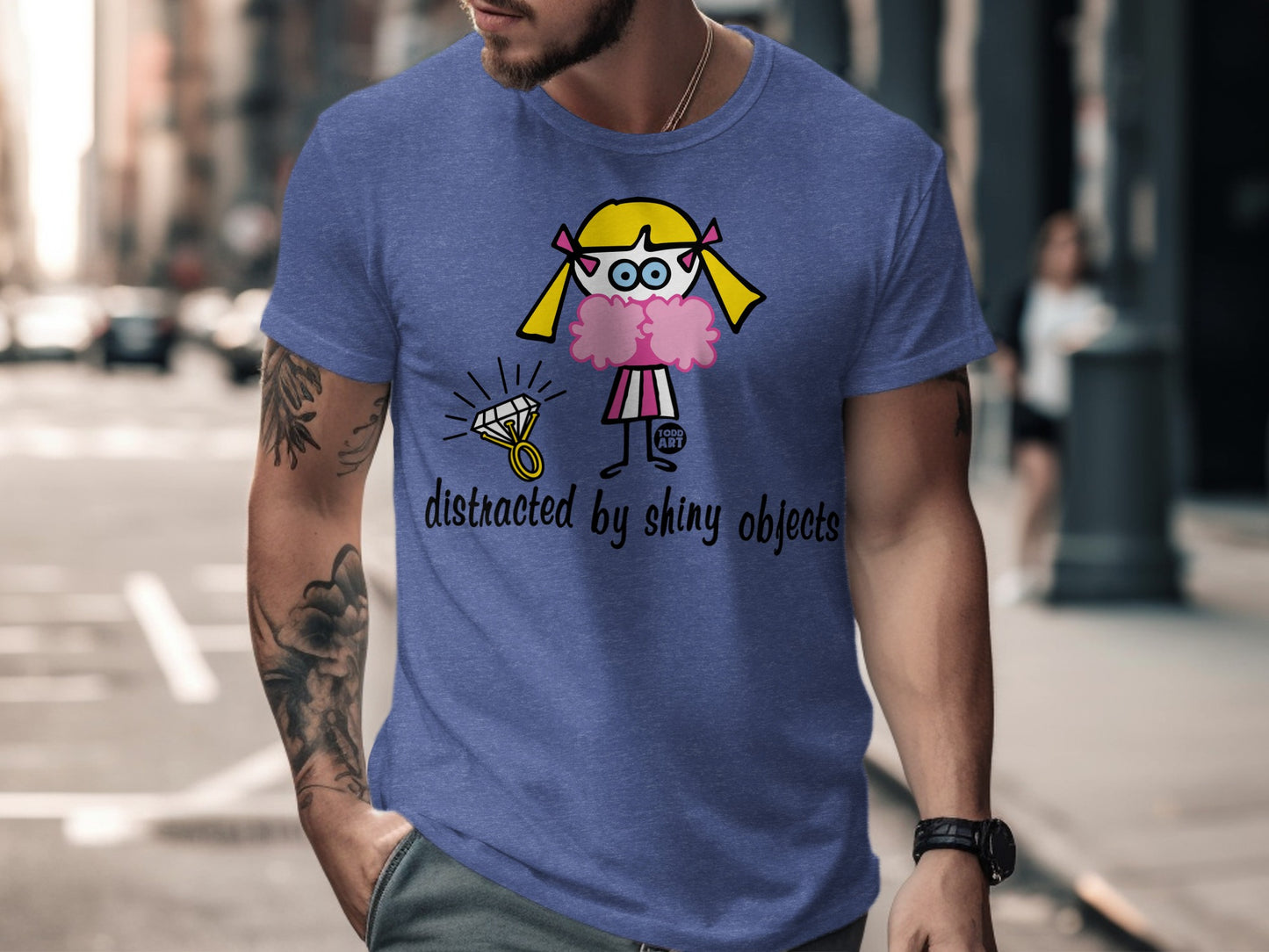 Distracted by shiny objects fun graphic tee