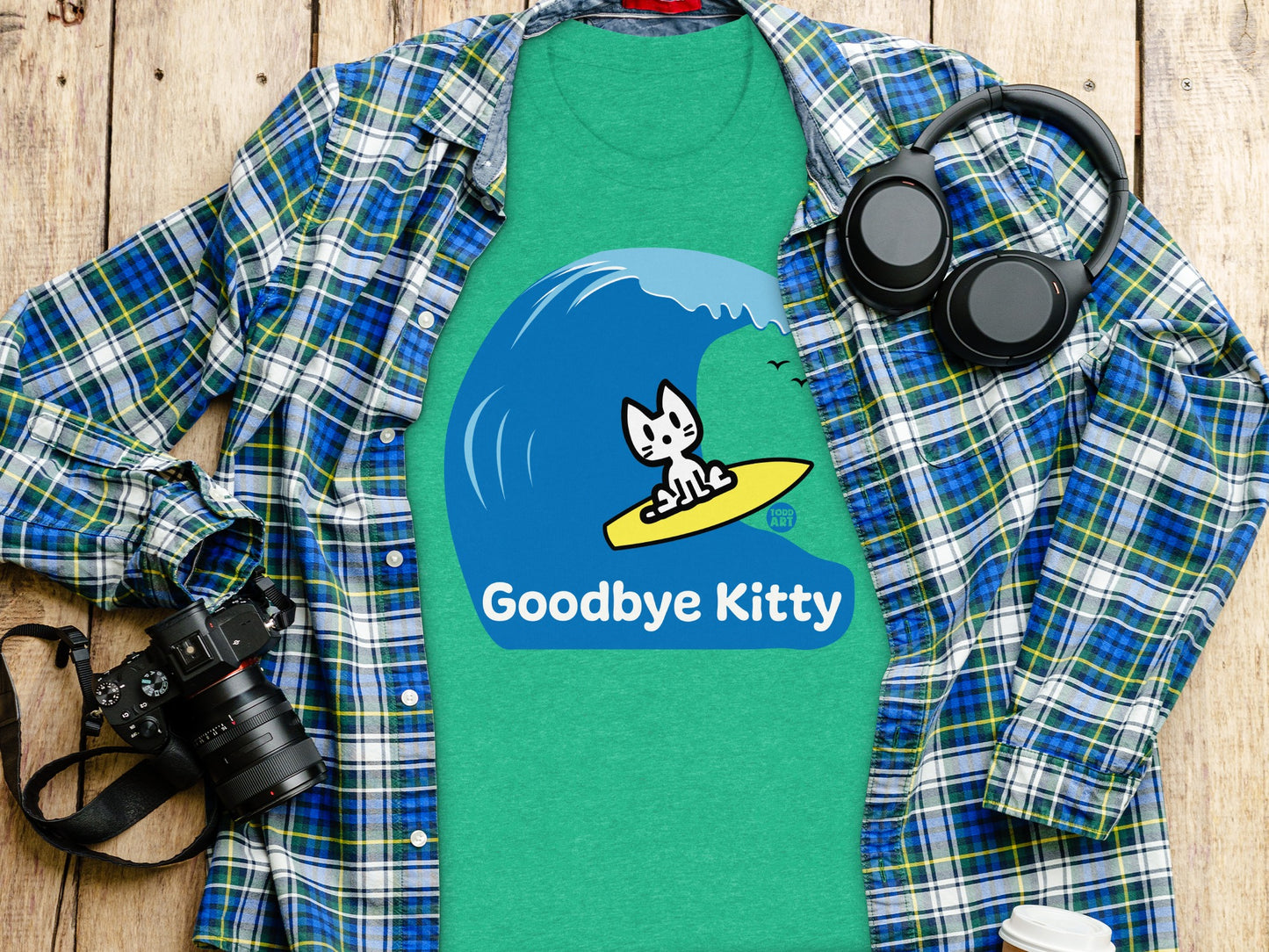Goodbye Kitty Surfing Graphic Tee for Fun Style